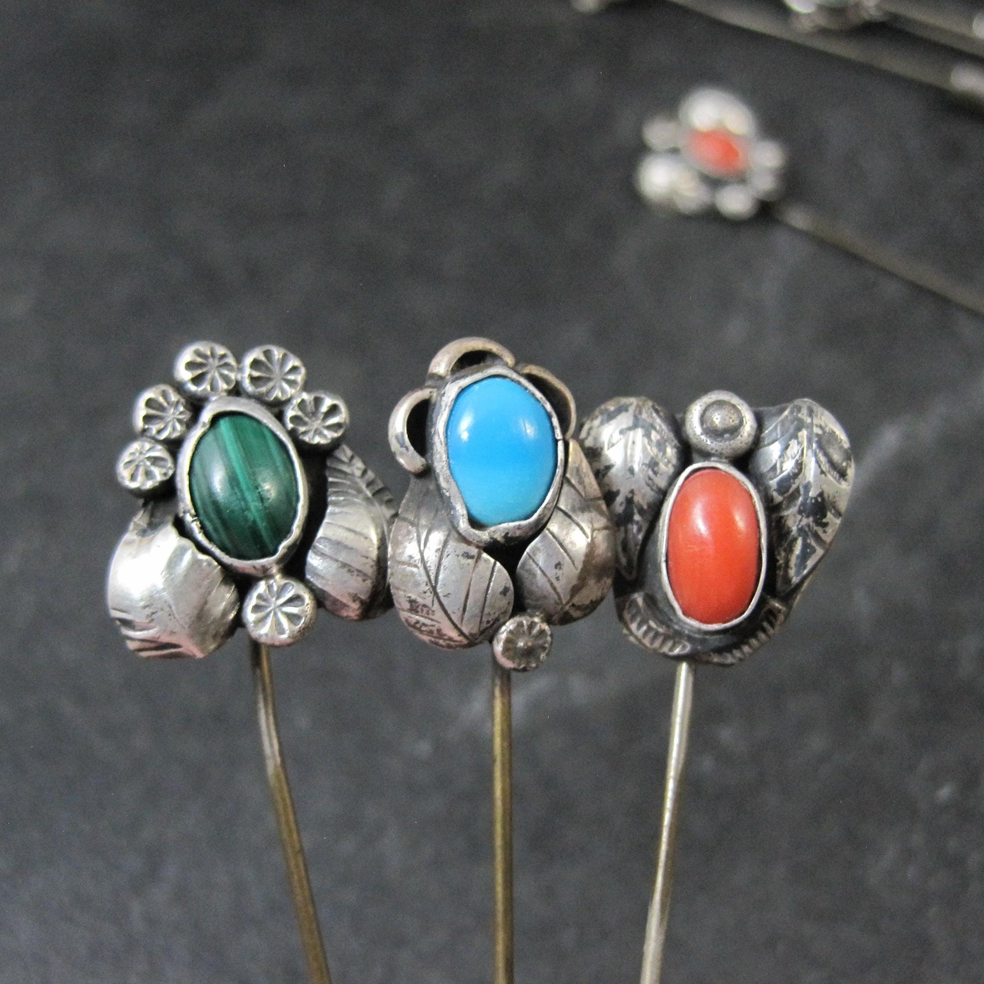 Wholesale Lot of 12 Vintage Southwestern Sterling Silver Stick Pins