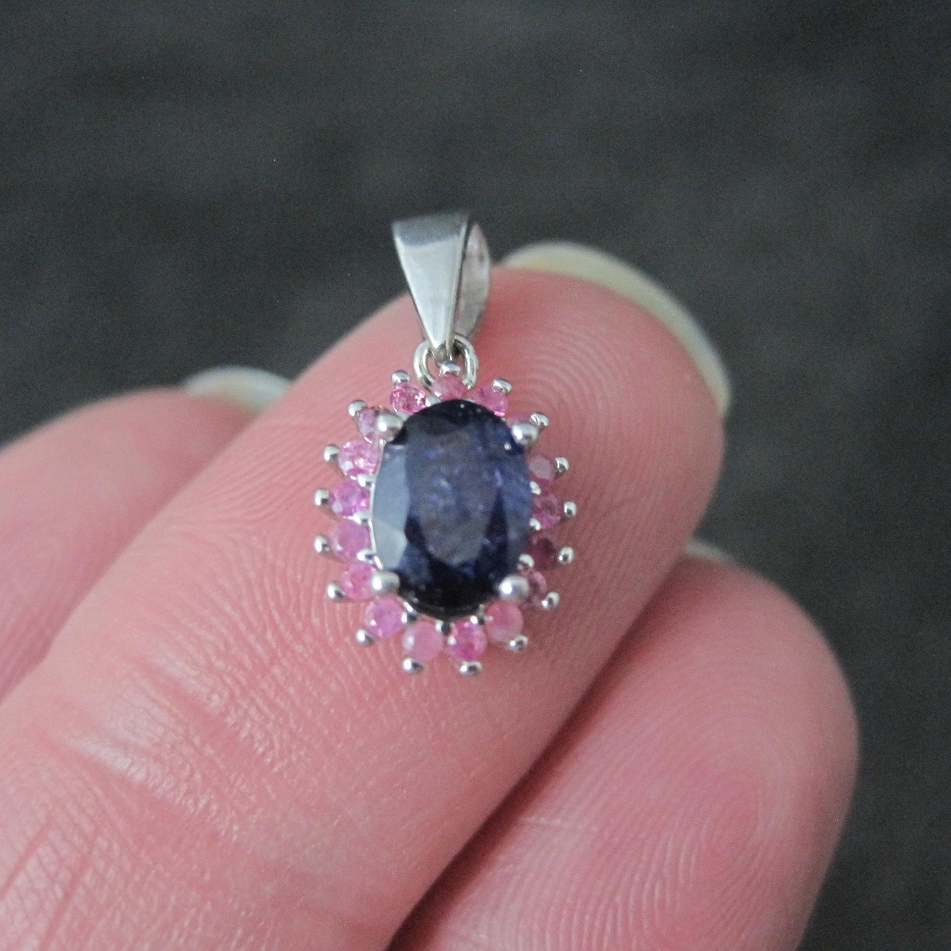 Small Sterling Sapphire Pink Ruby Pendant