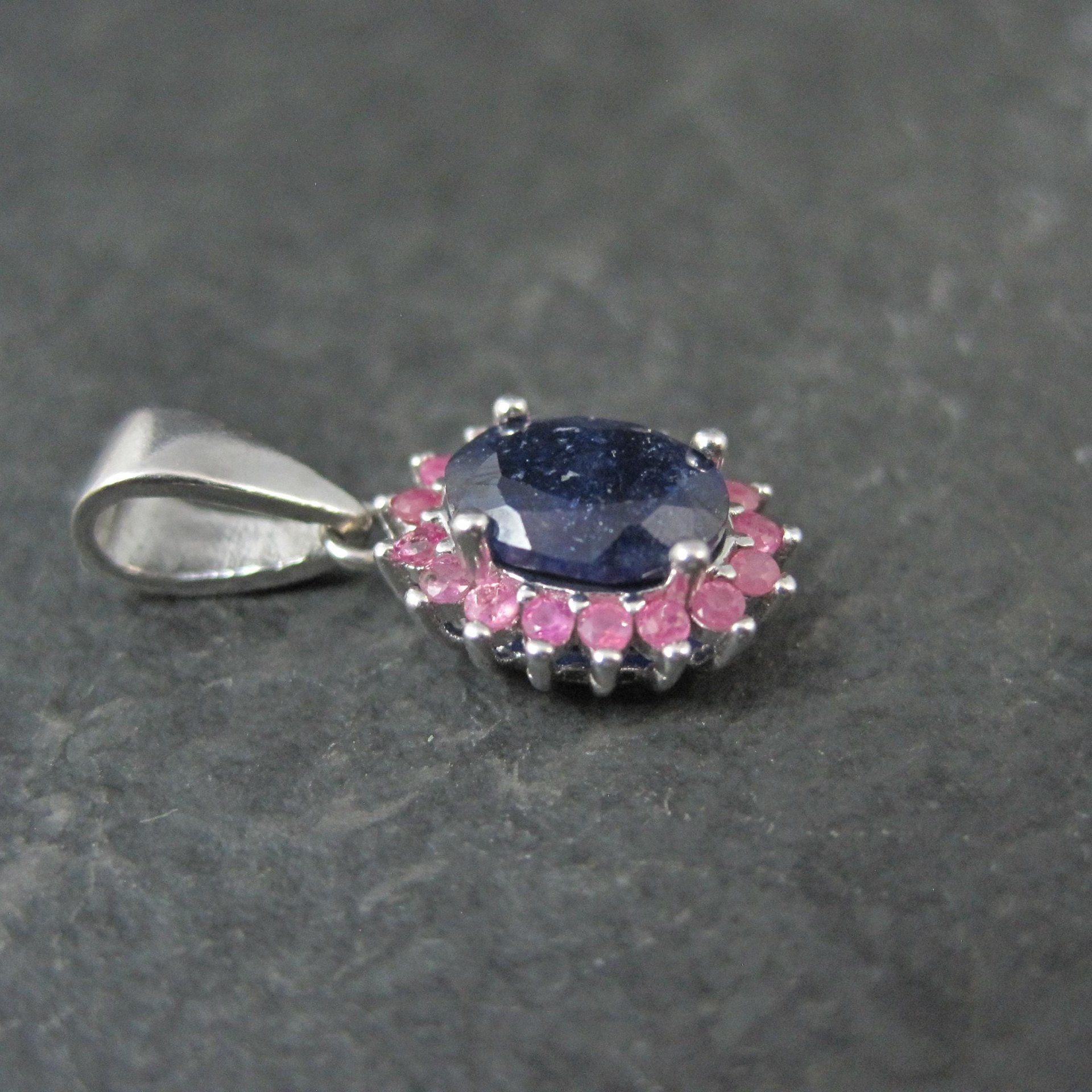 Small Sterling Sapphire Pink Ruby Pendant