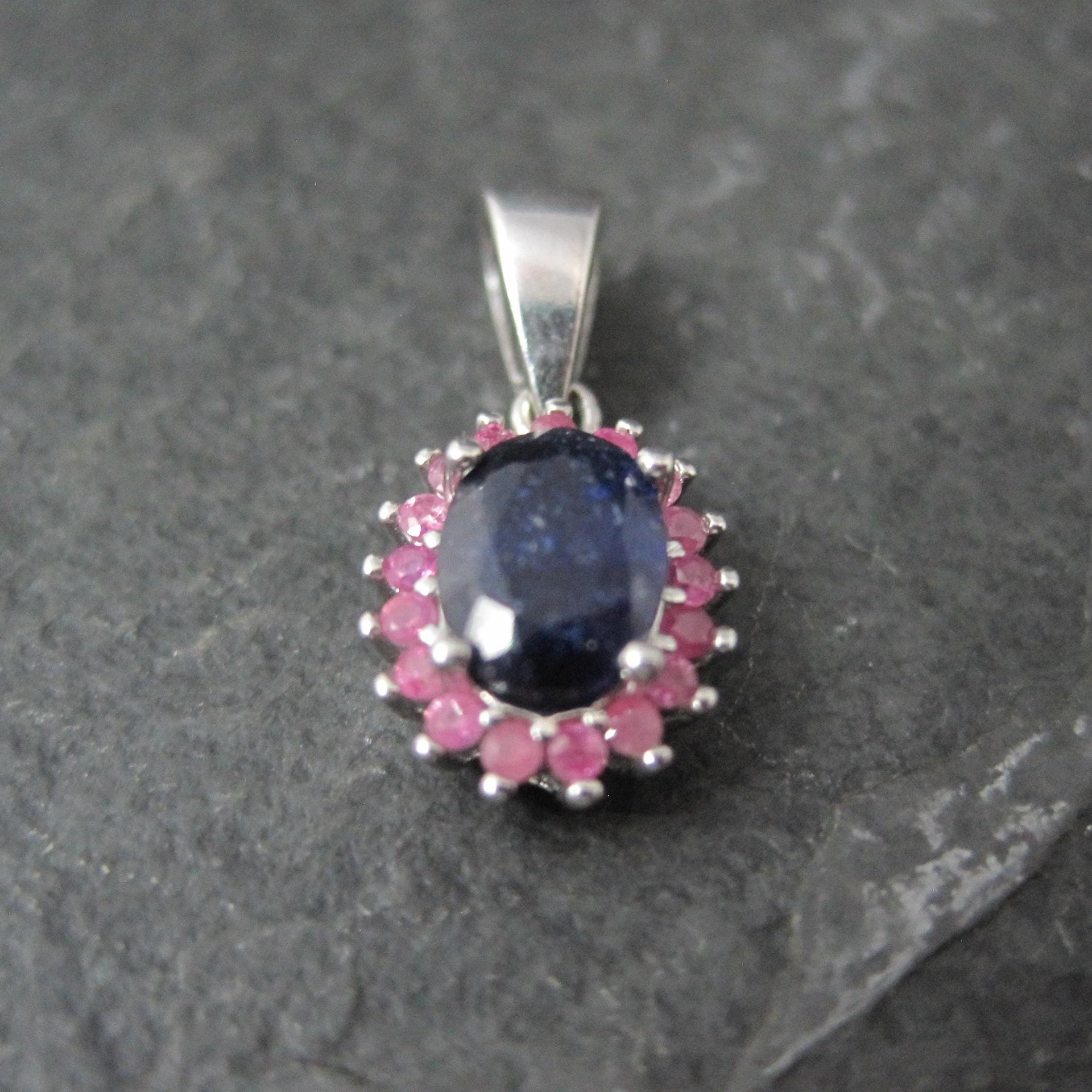 Small Sterling Sapphire Pink Ruby Pendant