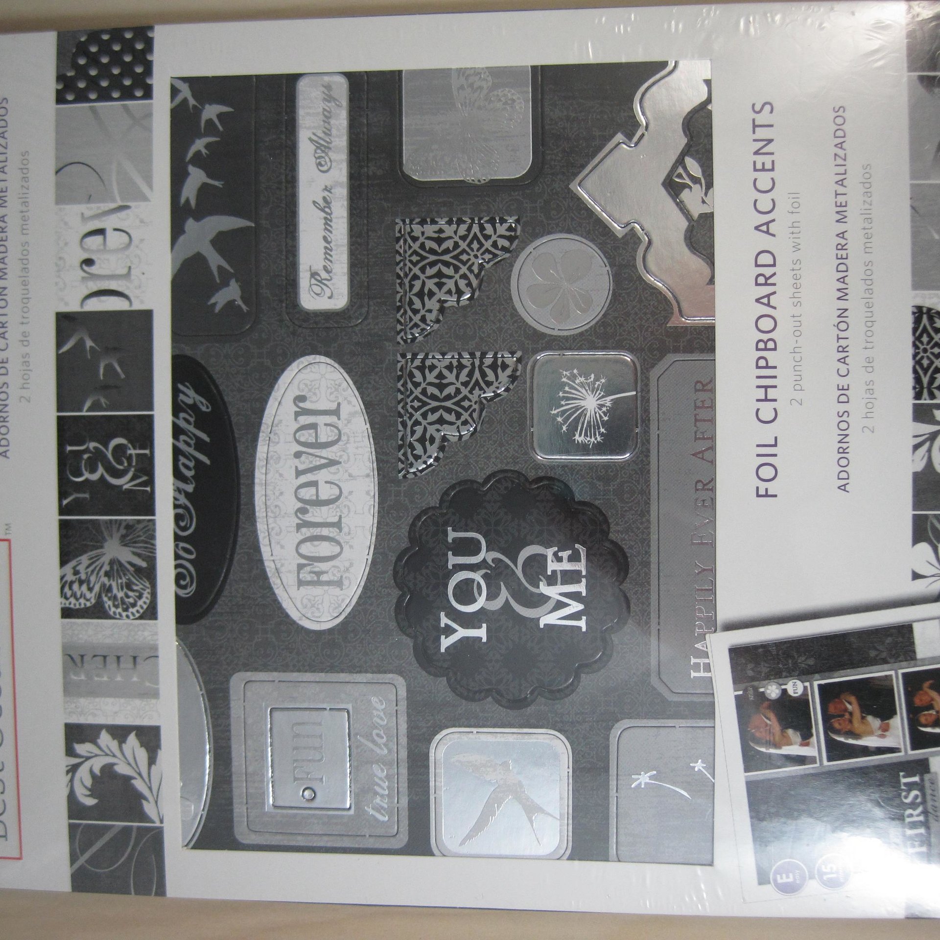 Black Silver White Wedding Foil Chipboard Accents Scrapbooking