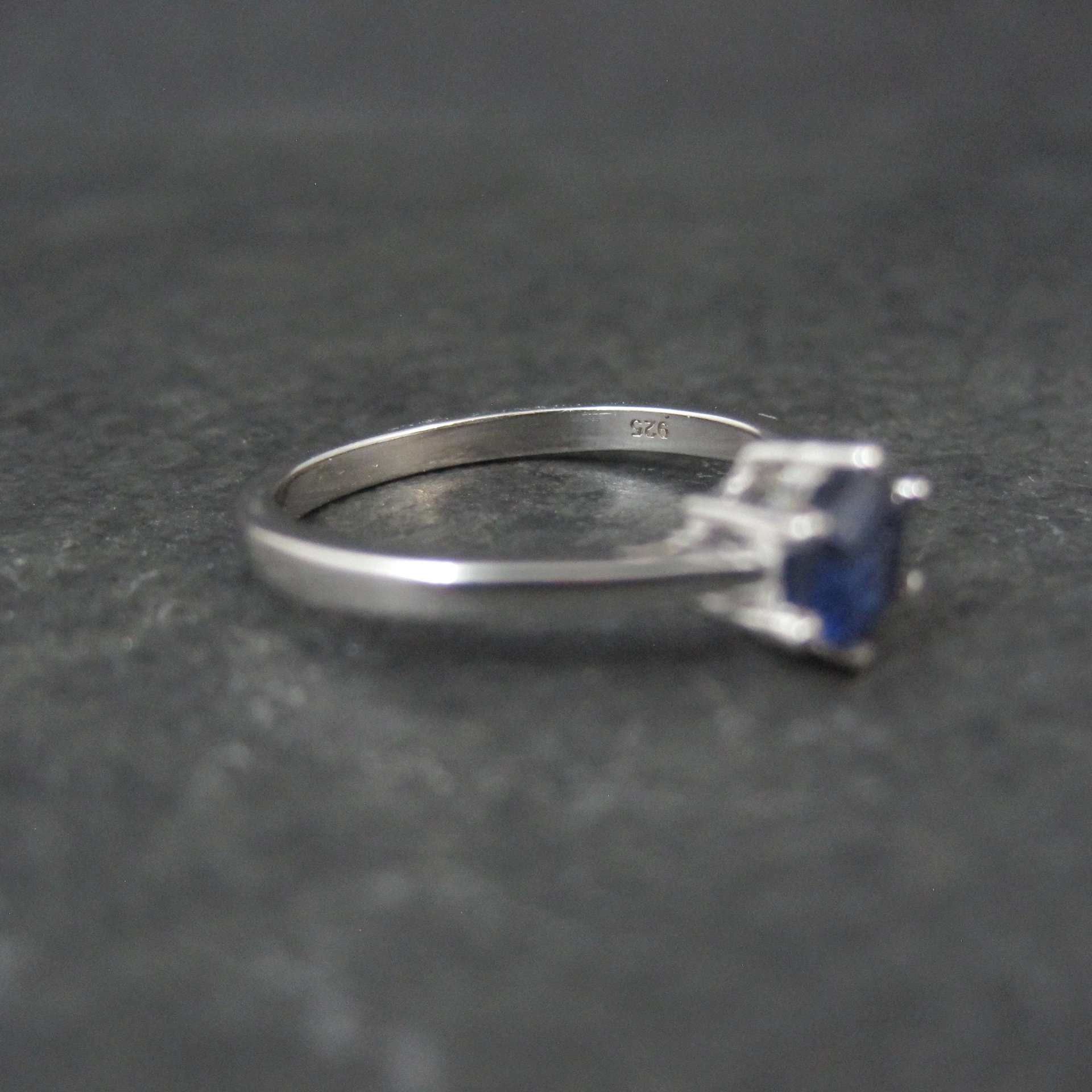 Estate Sterling Sapphire Solitaire Ring Size 8