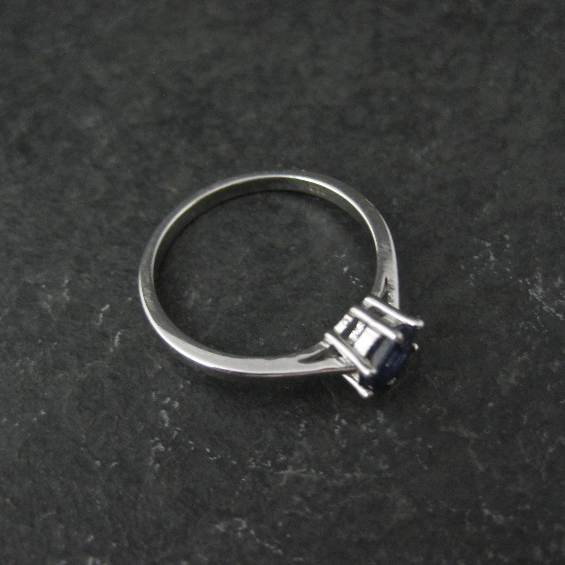 Estate Sterling Sapphire Solitaire Ring Size 8