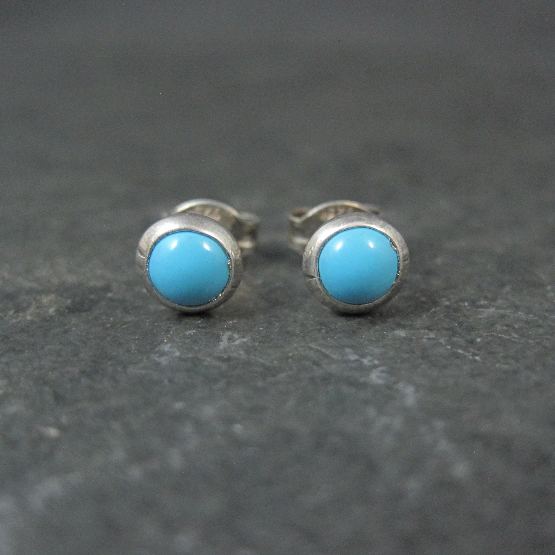 Vintage Sterling Turquoise Stud Earrings 6mm