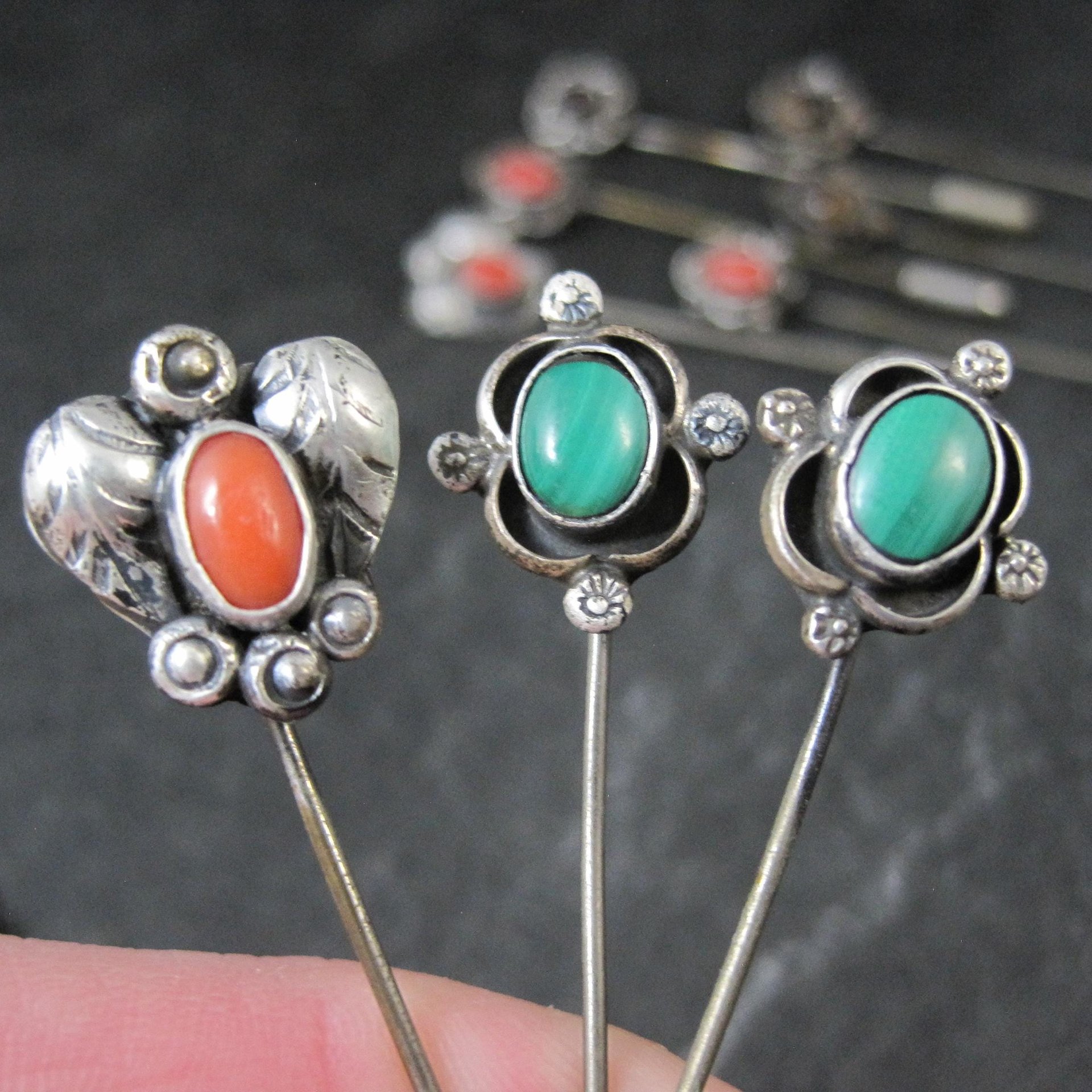 Wholesale Lot of 12 Vintage Southwestern Sterling Silver Stick Pins