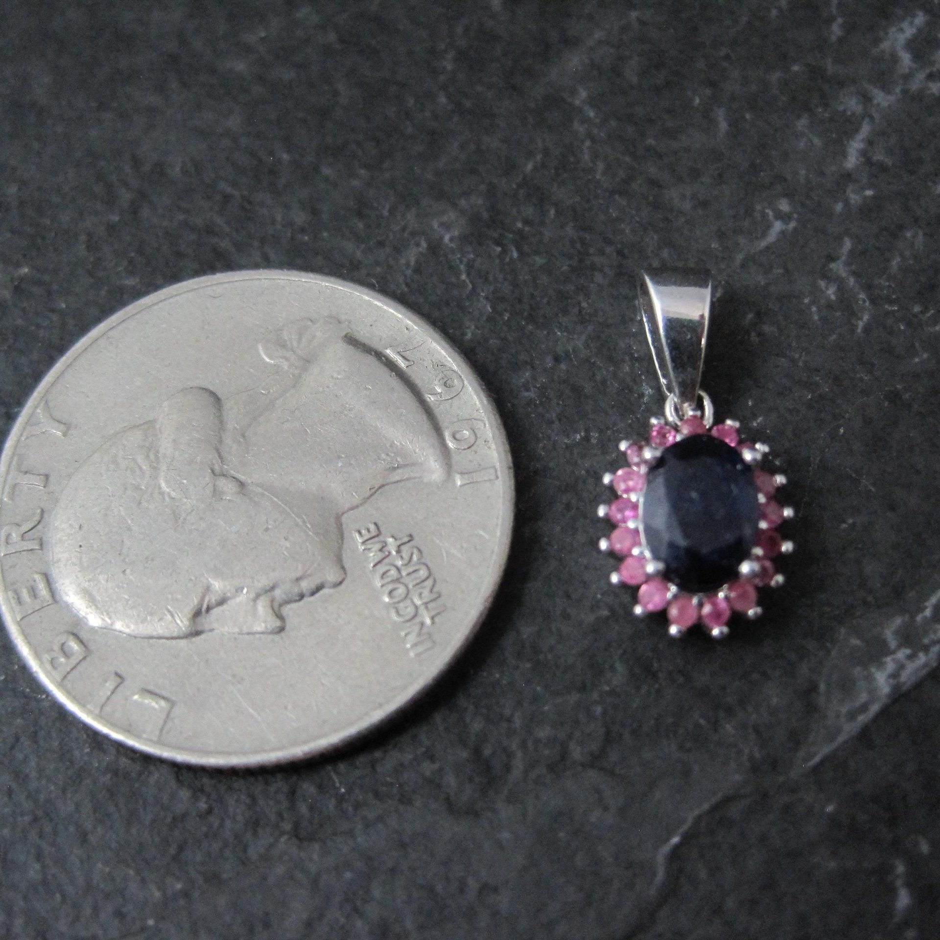 Small Sterling Sapphire Pink Ruby Pendant
