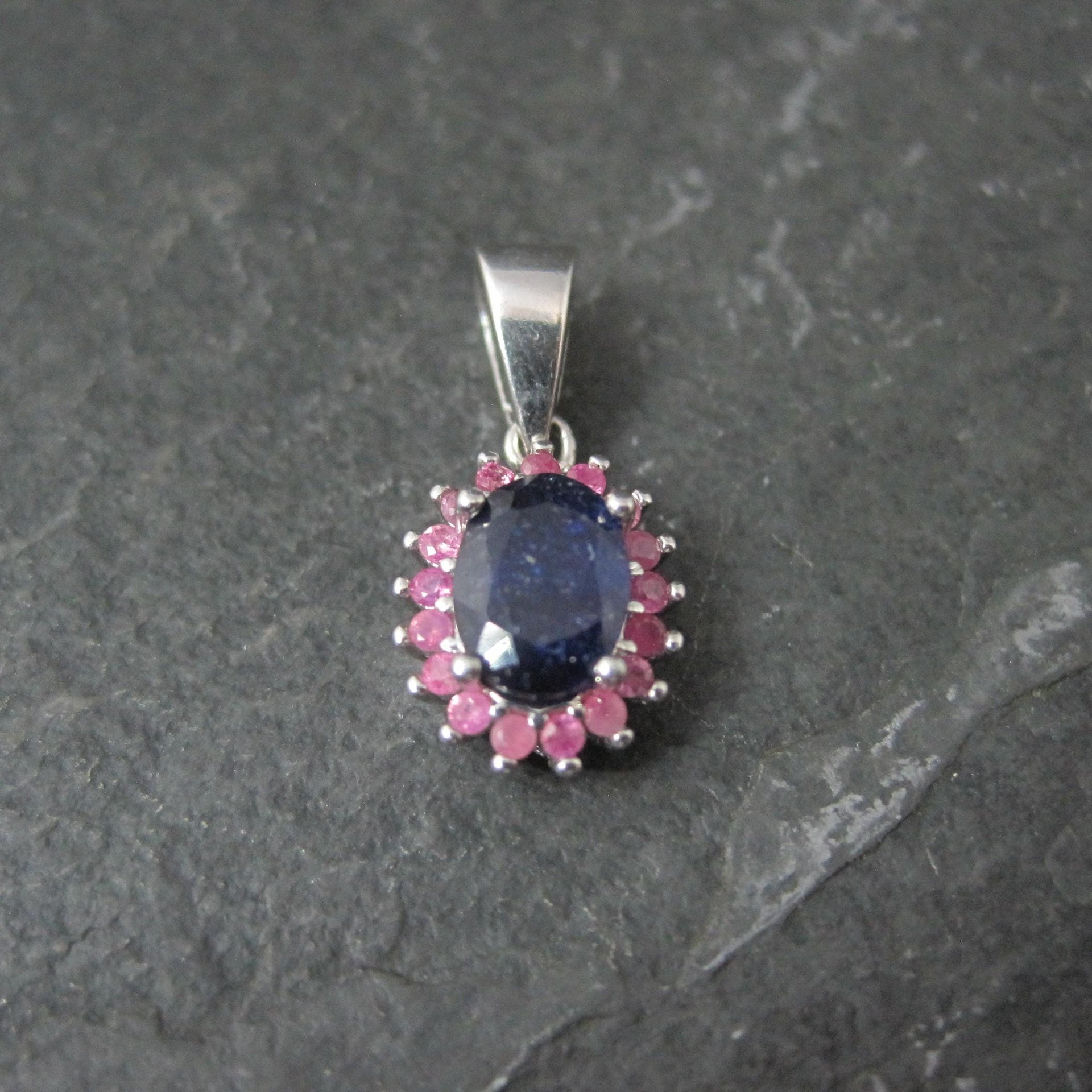 Small Sterling Sapphire Pink Ruby Pendant