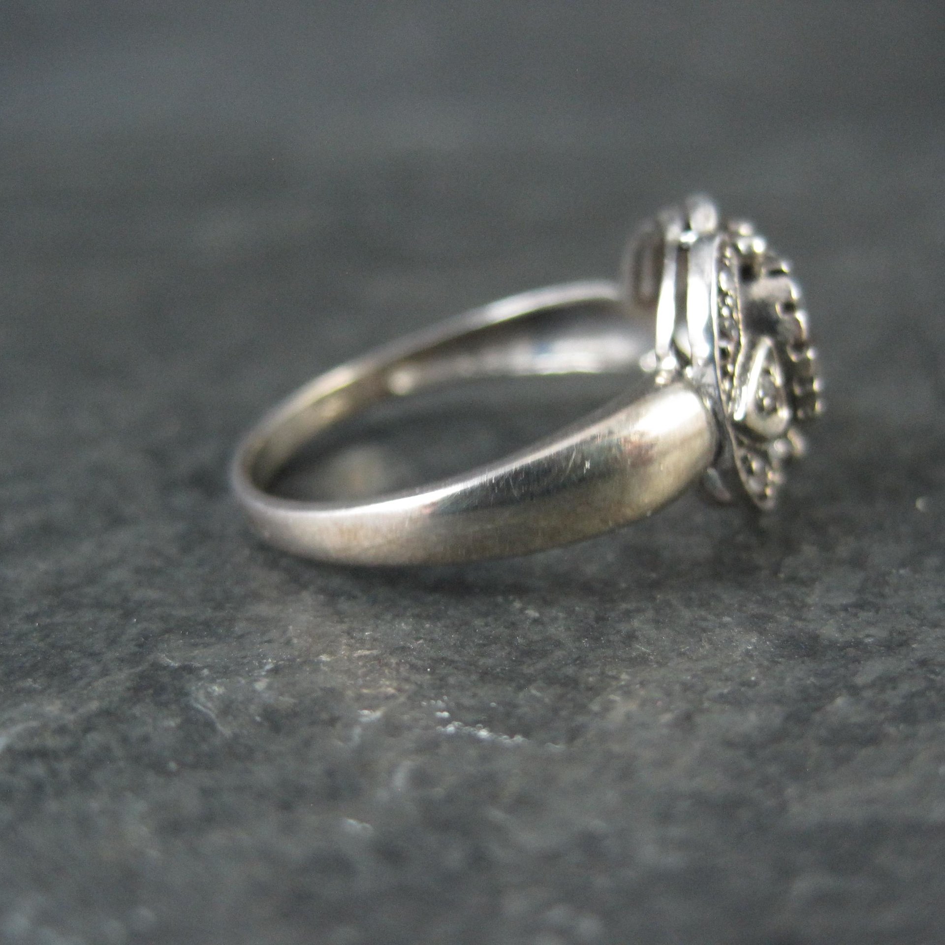 Vintage Smoky Topaz Heart Ring in Sterling Silver Size 8