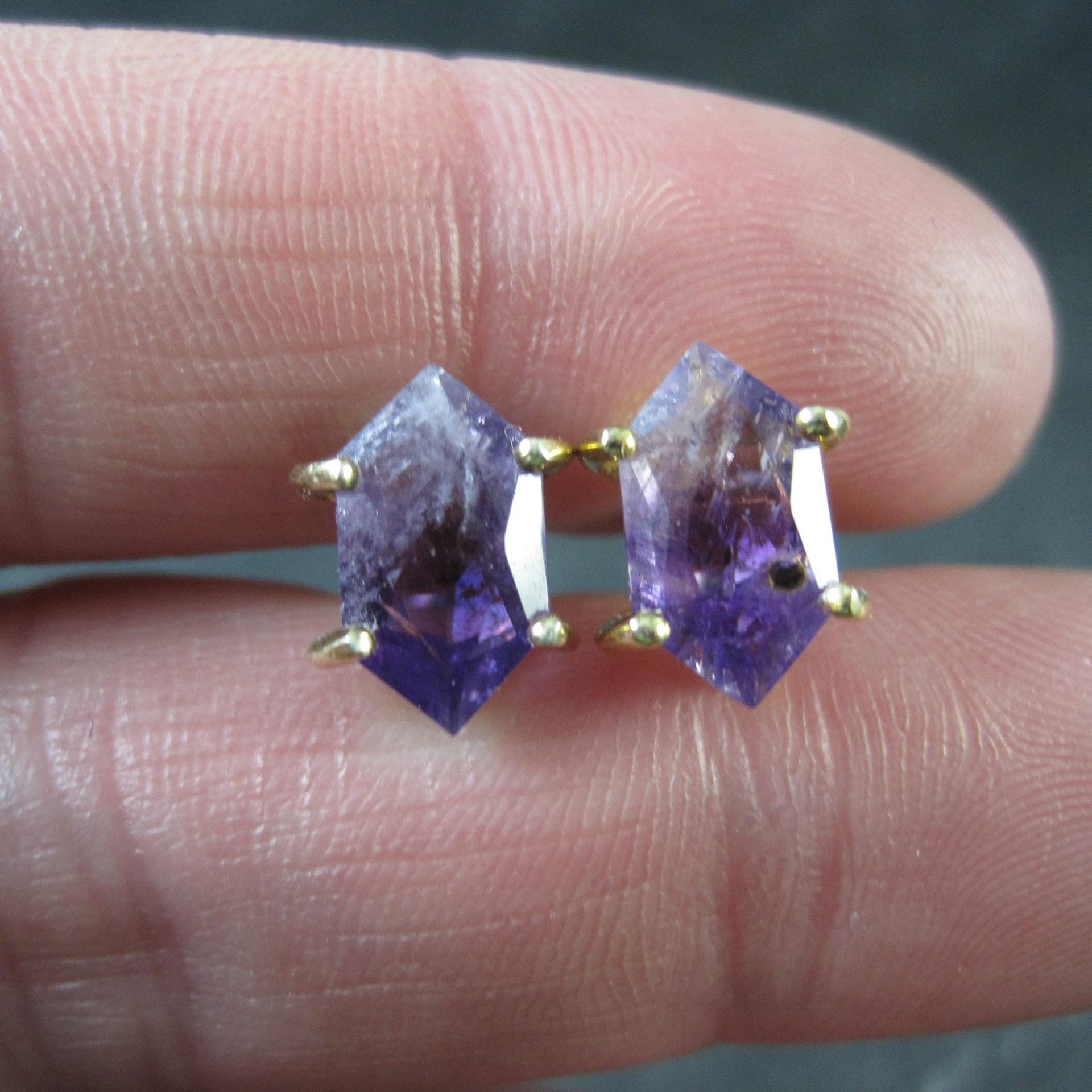 Vintage Amethyst Stud Earrings in Gold Vermeil over Sterling Silver