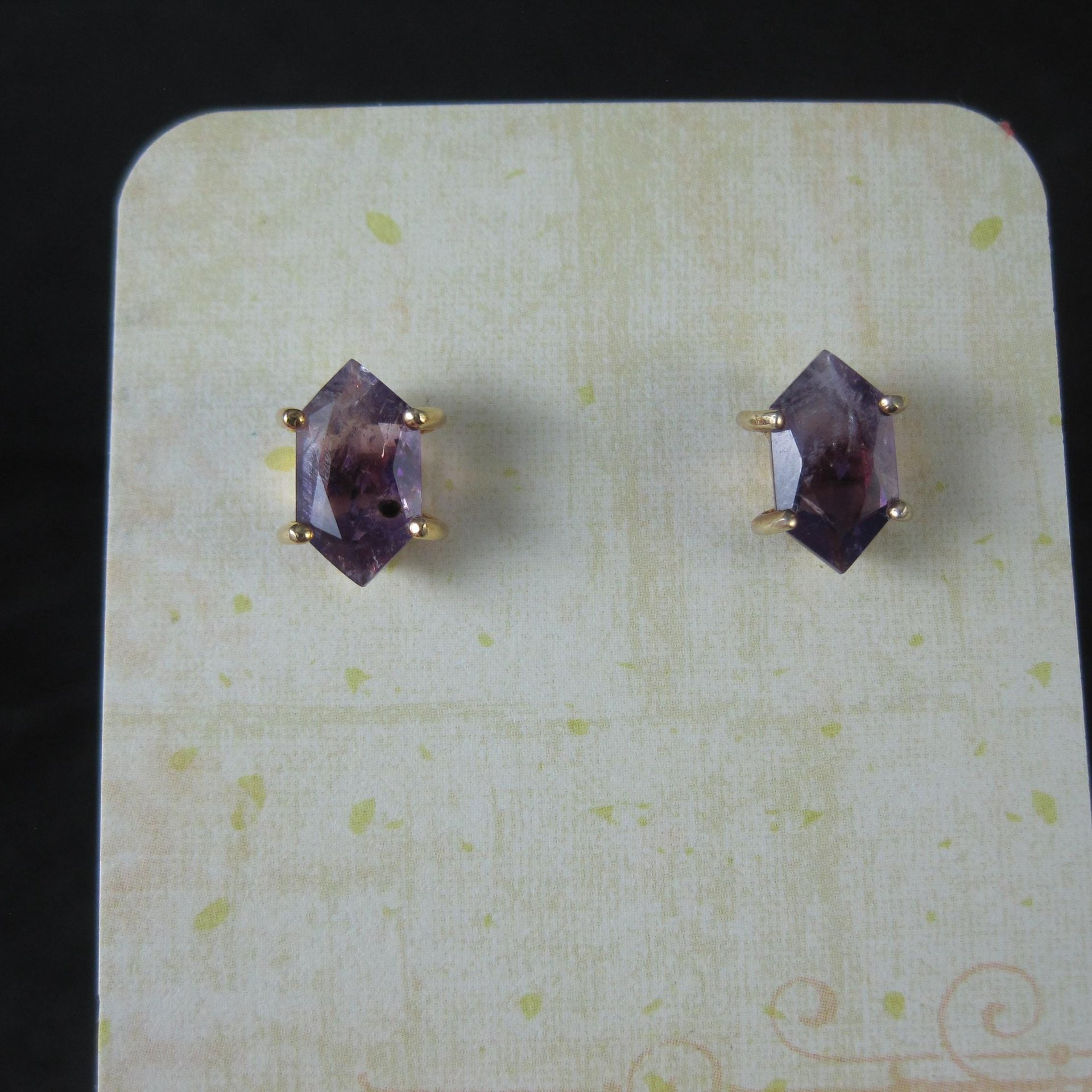 Vintage Amethyst Stud Earrings in Gold Vermeil over Sterling Silver
