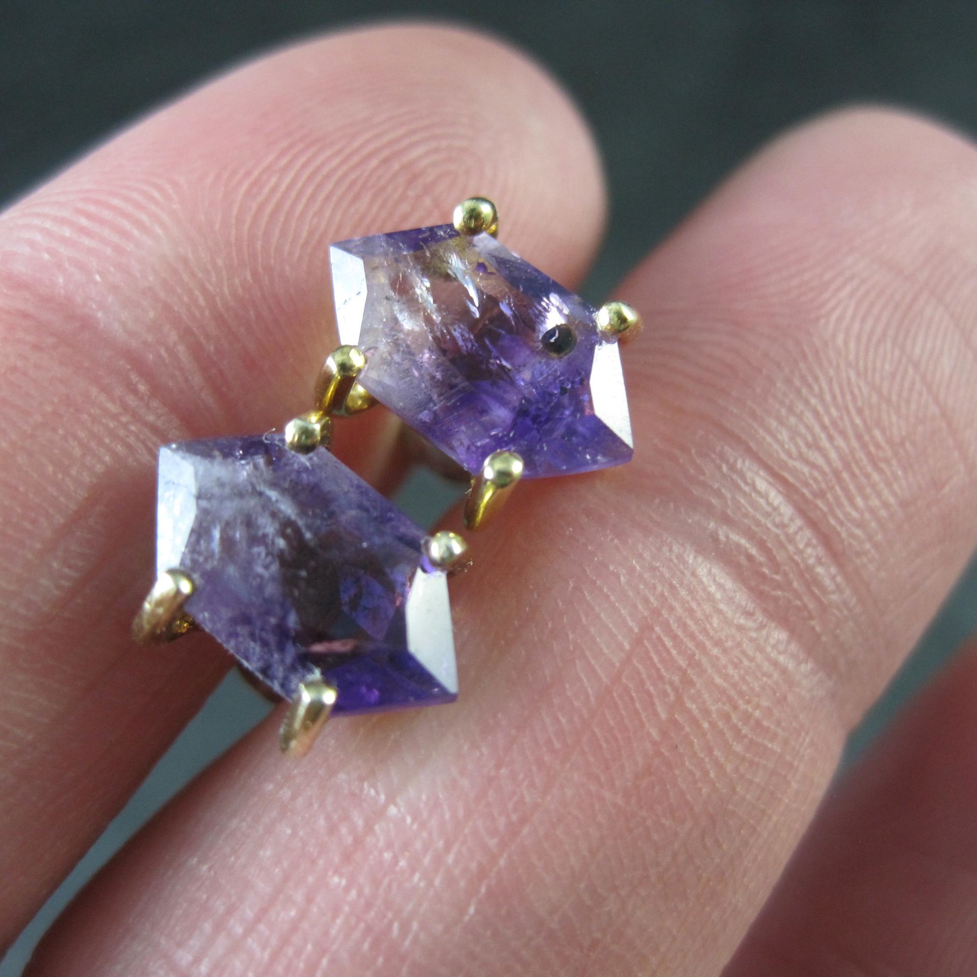 Vintage Amethyst Stud Earrings in Gold Vermeil over Sterling Silver