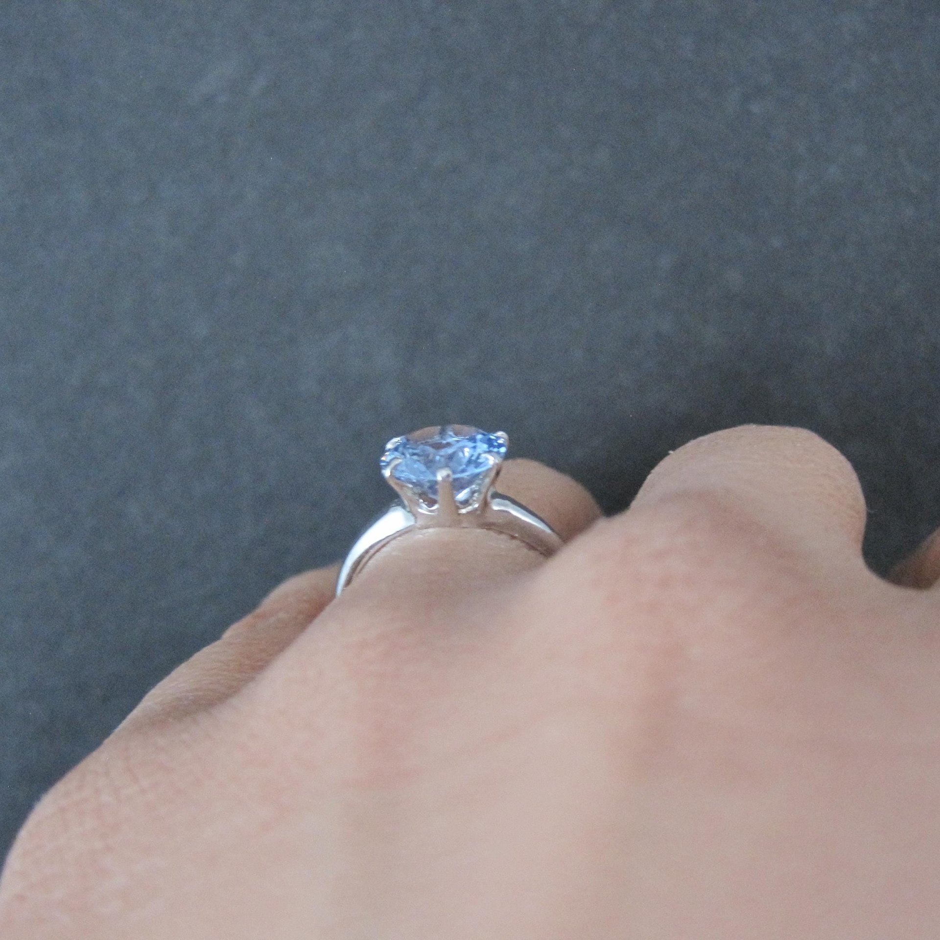 Vintage Sterling Light Blue Spinel Solitaire Ring New Old Stock Multiple Sizes