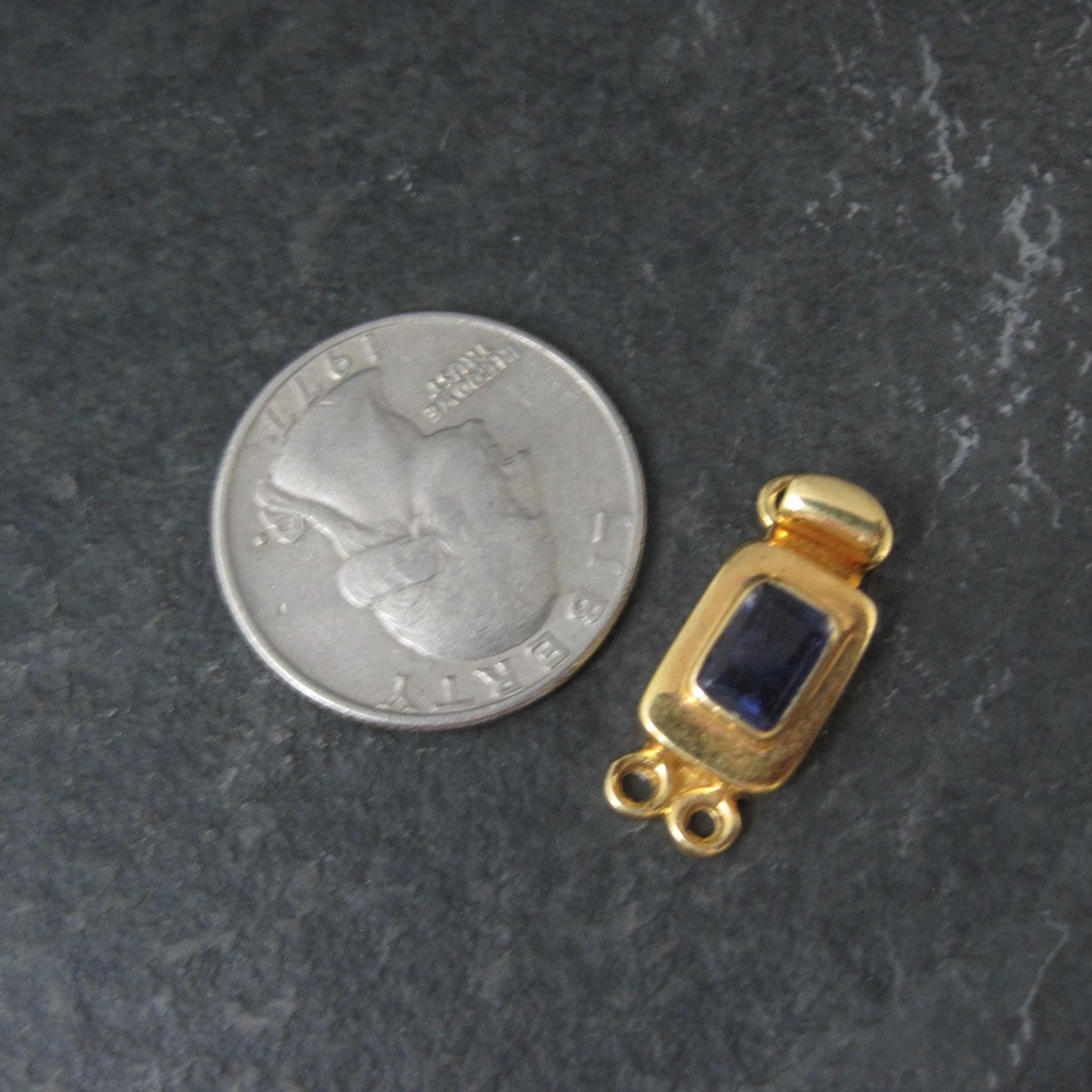 Gold 2 Strand Iolite Box Clasp Vermeil Sterling Silver