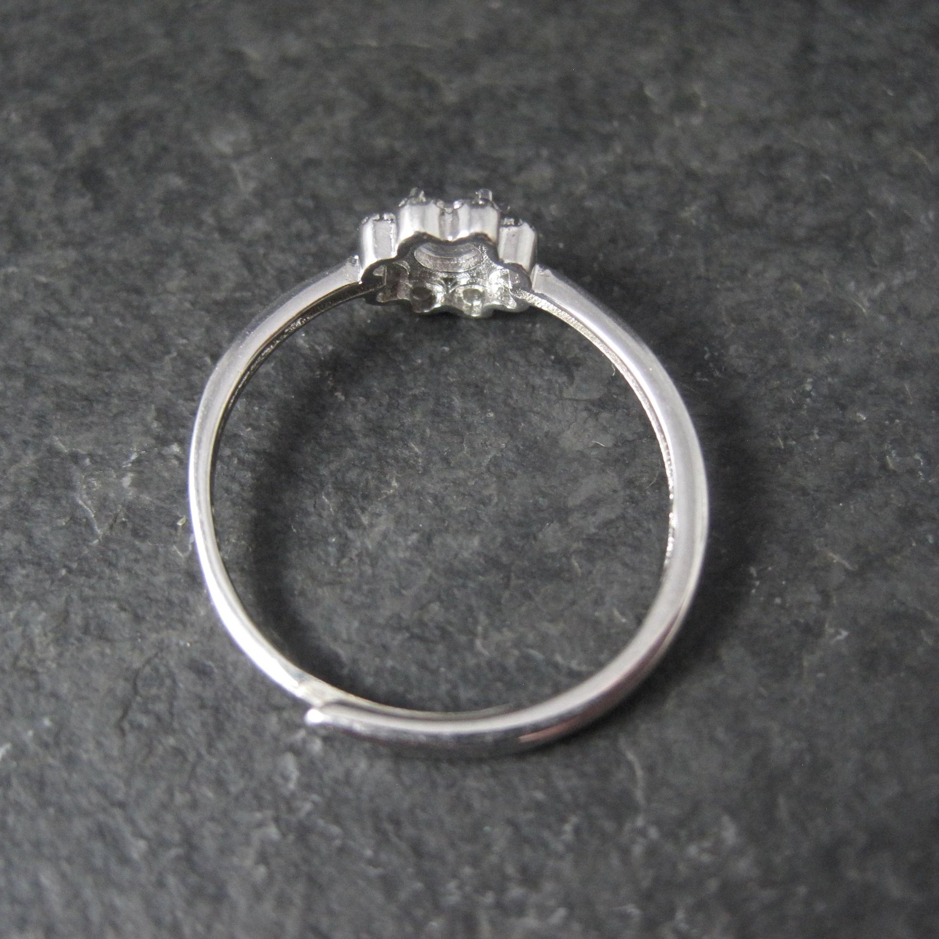 Dainty Rose Quartz Flower Ring Adjustable Size 8 in Sterling Silver