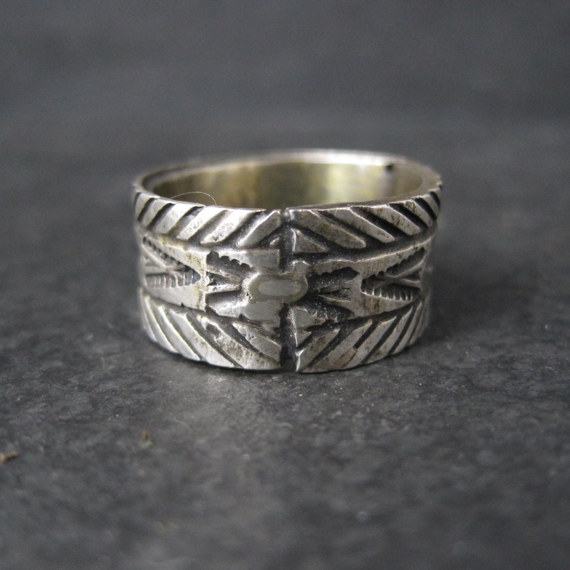 Wide Vintage Southwestern Sterling Band Ring Available in Sizes 8 and 10 Nathan Lovato