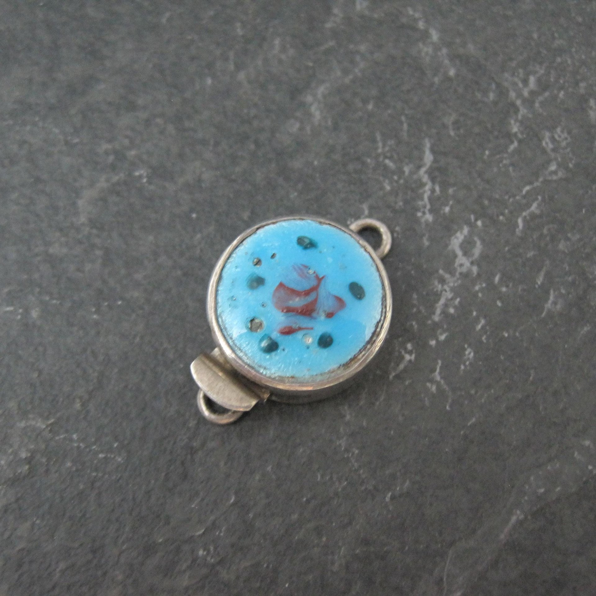 Sterling Silver Guilloche Enamel Rose Box Clasp