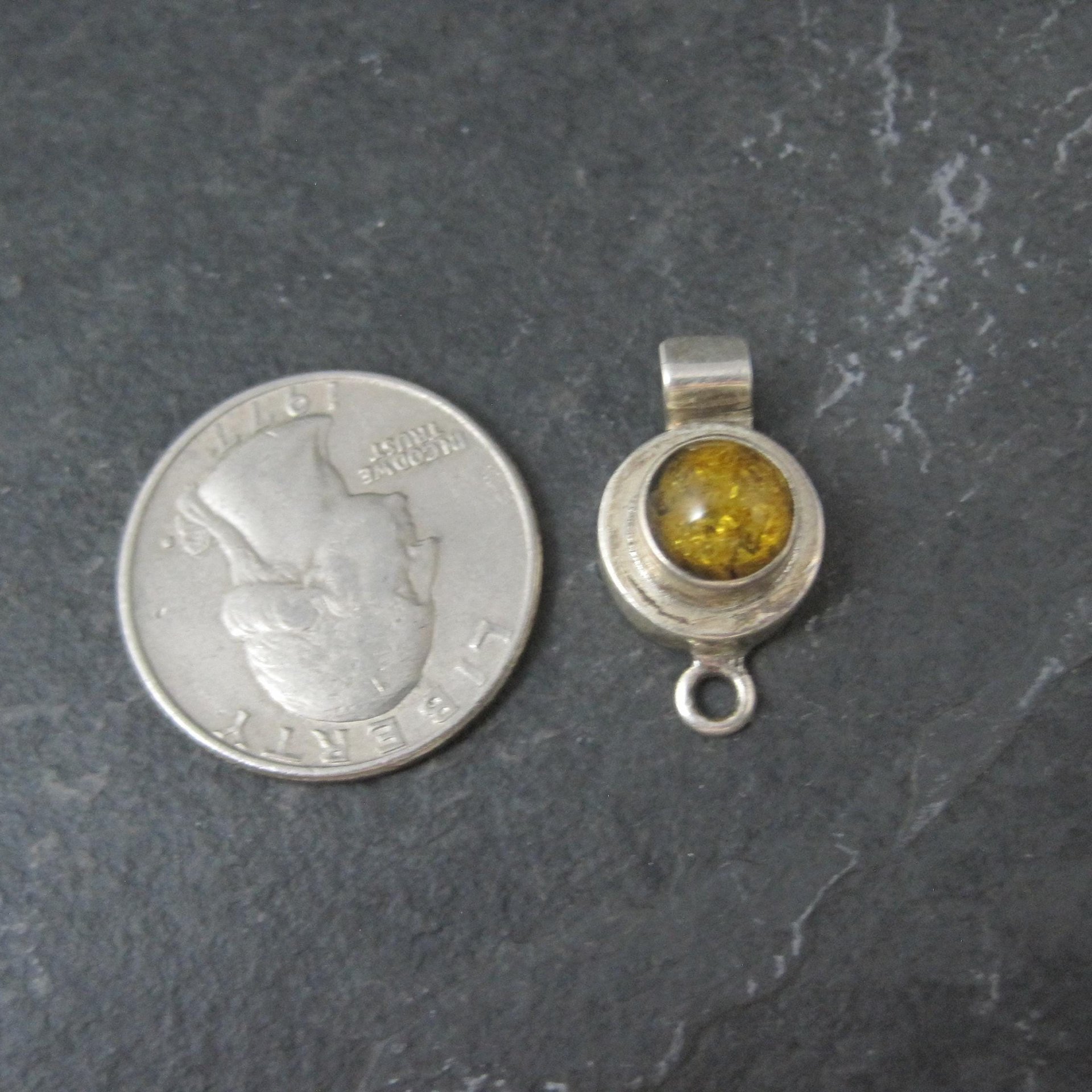 Sterling Silver Yellow Amber Box Clasp