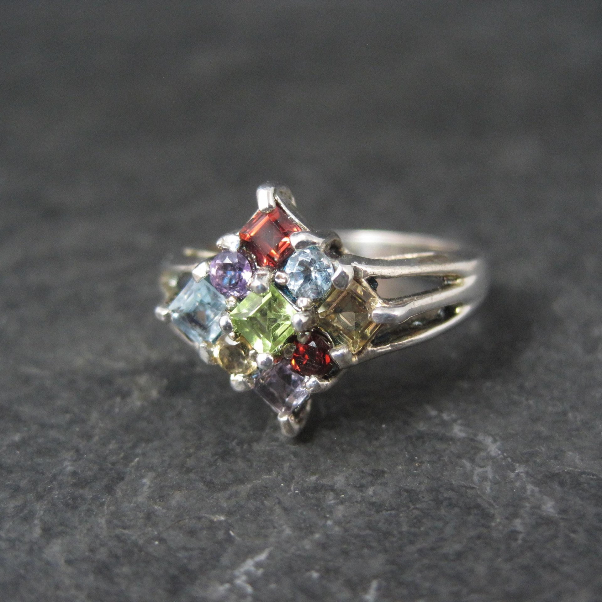 Sterling Silver Multi Gemstone Ring Size 8 New Old Stock Dee Berkley