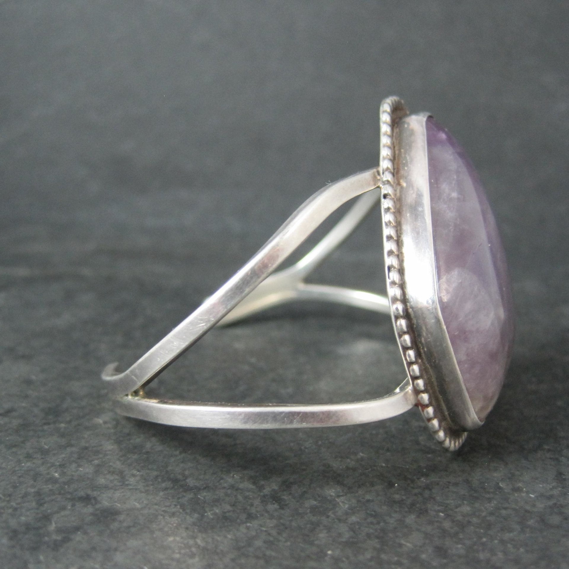 Large 925 Amethyst Cuff Bracelet 6.5" Estate Jewelry