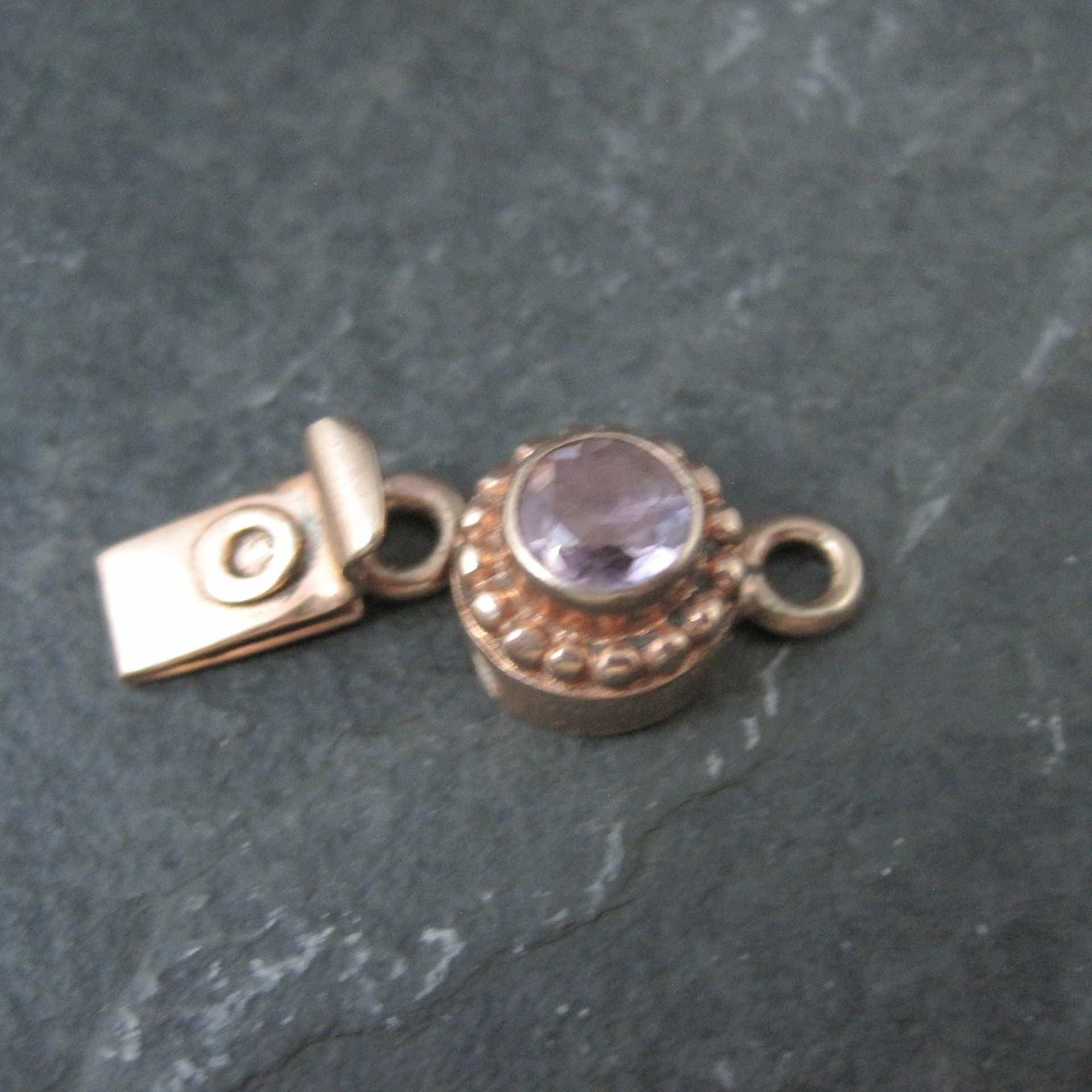 Rose Gold Amethyst Box Clasp Vermeil Sterling Silver