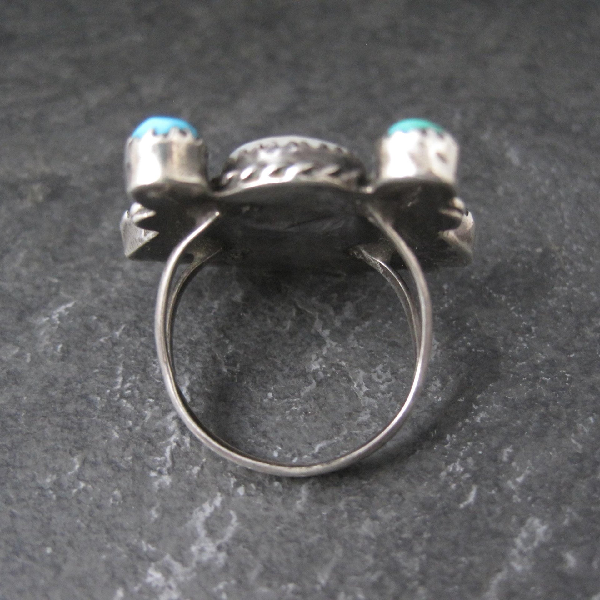 Vintage Southwestern Sterling Silver Inlaid Sunface Ring Size 10