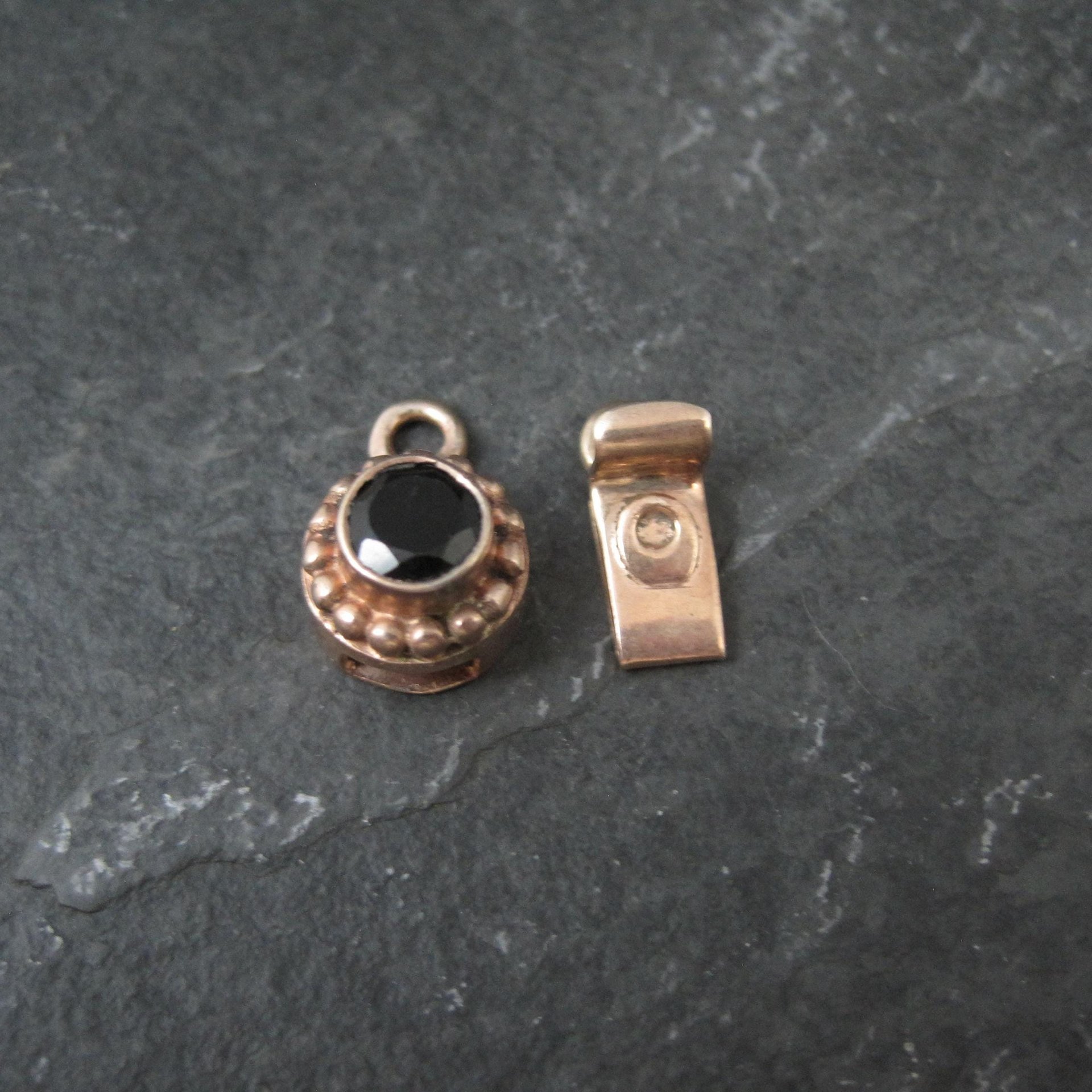 Rose Gold Black Tourmaline Box Clasp Vermeil Sterling Silver
