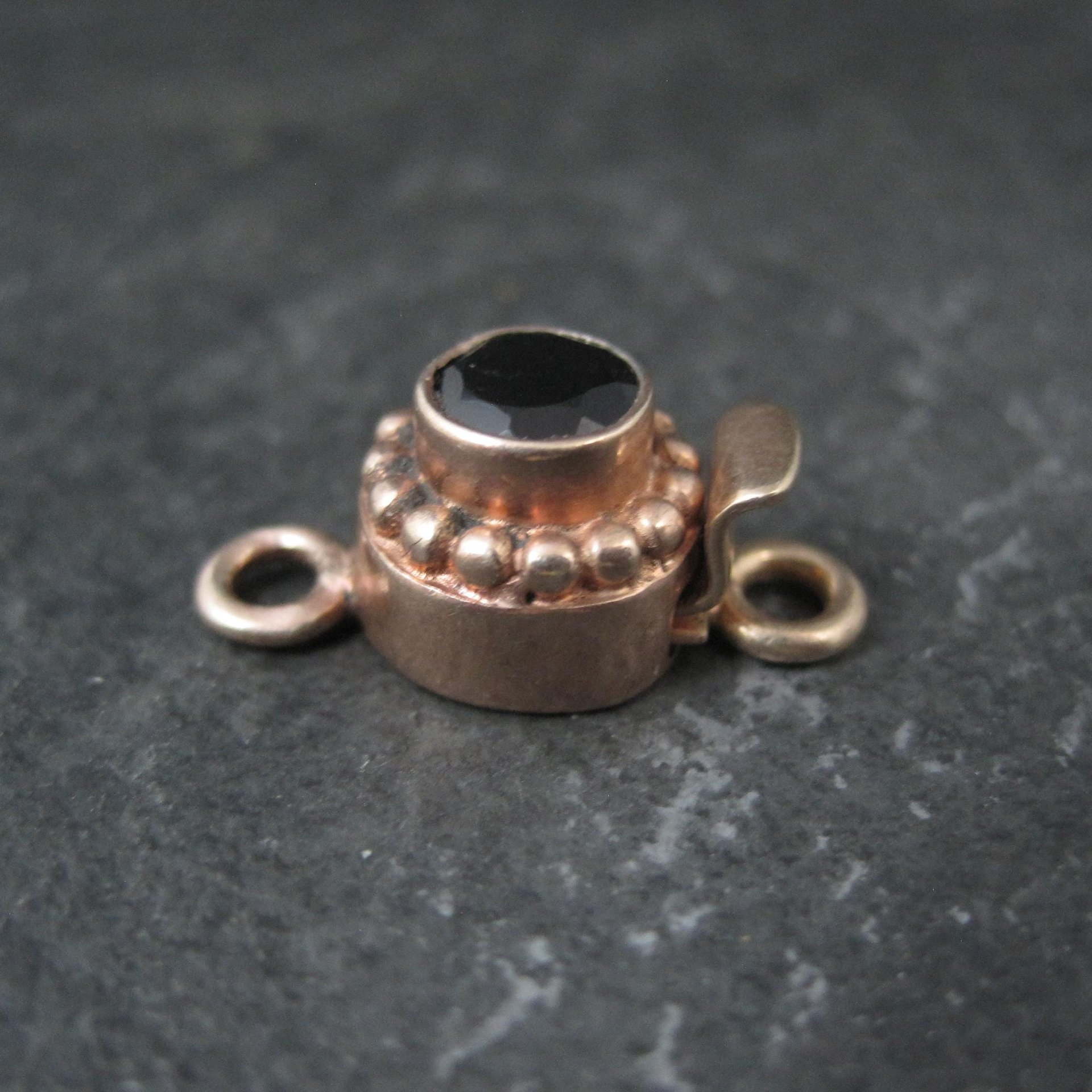 Rose Gold Black Tourmaline Box Clasp Vermeil Sterling Silver