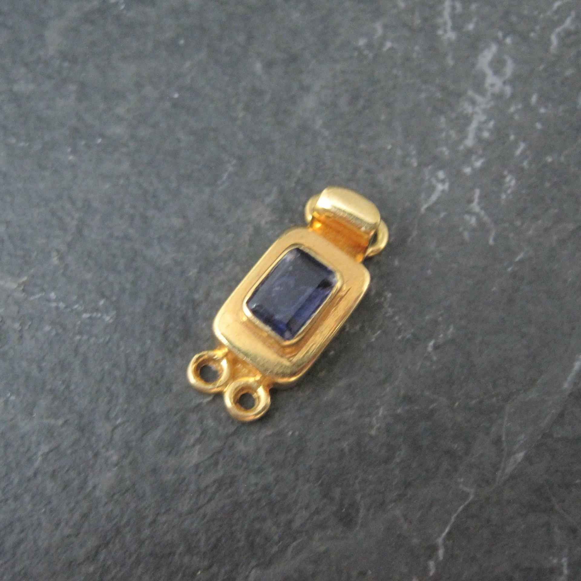 Gold 2 Strand Iolite Box Clasp Vermeil Sterling Silver