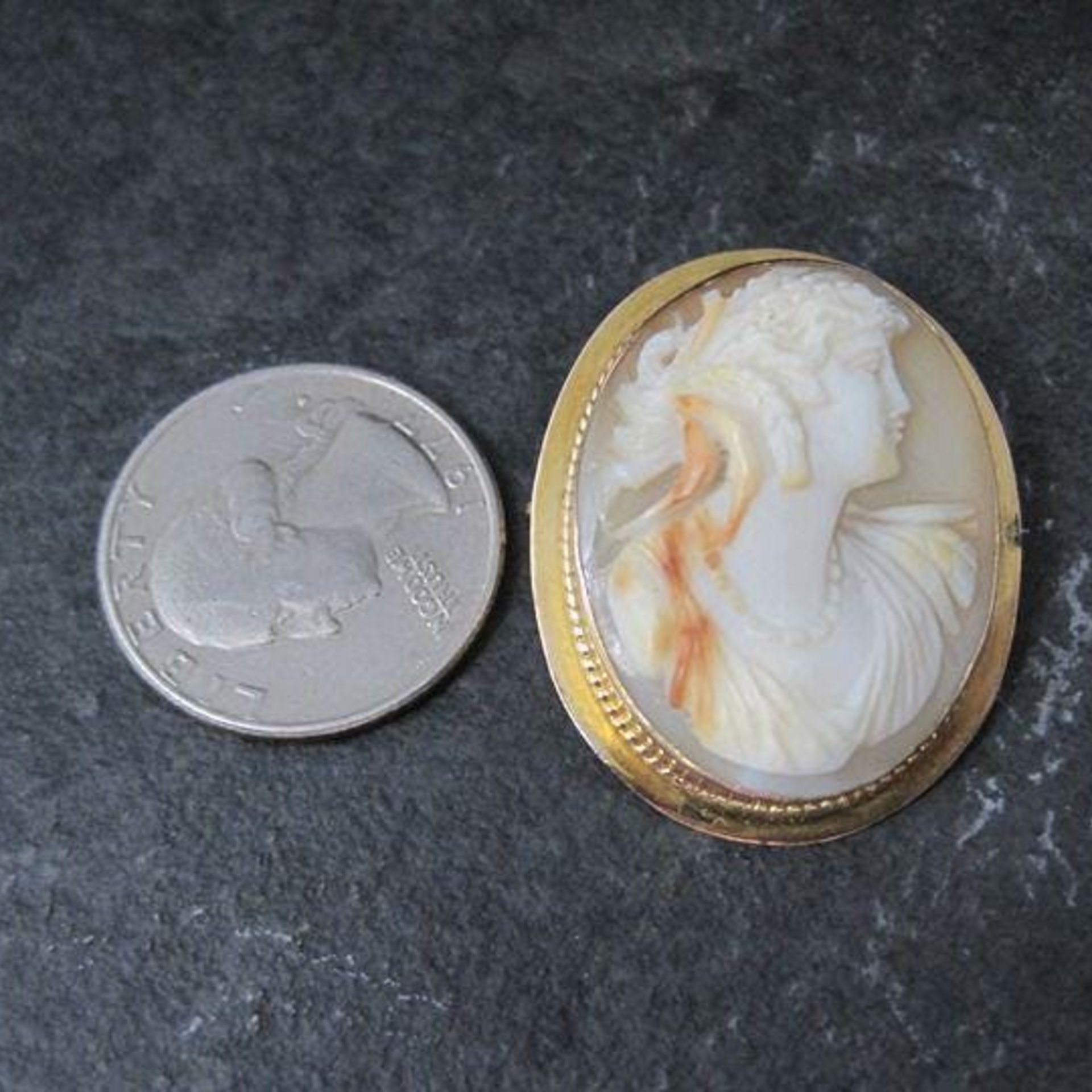 Vintage Gold Filled Carved Cameo Brooch