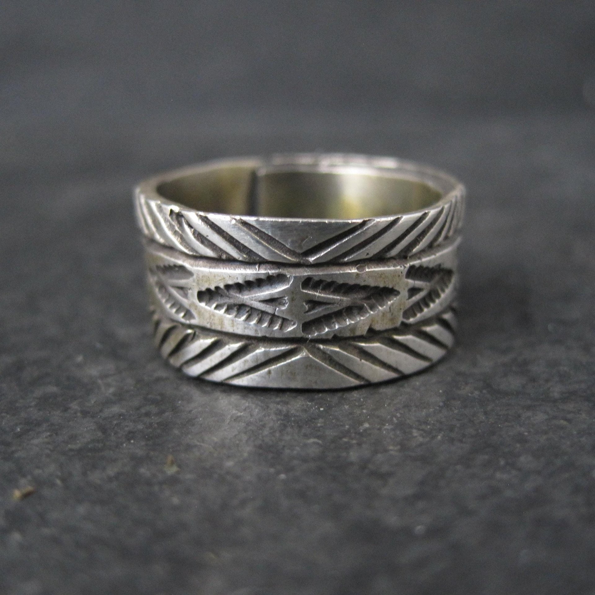 Wide Vintage Southwestern Sterling Band Ring Available in Sizes 8 and 10 Nathan Lovato