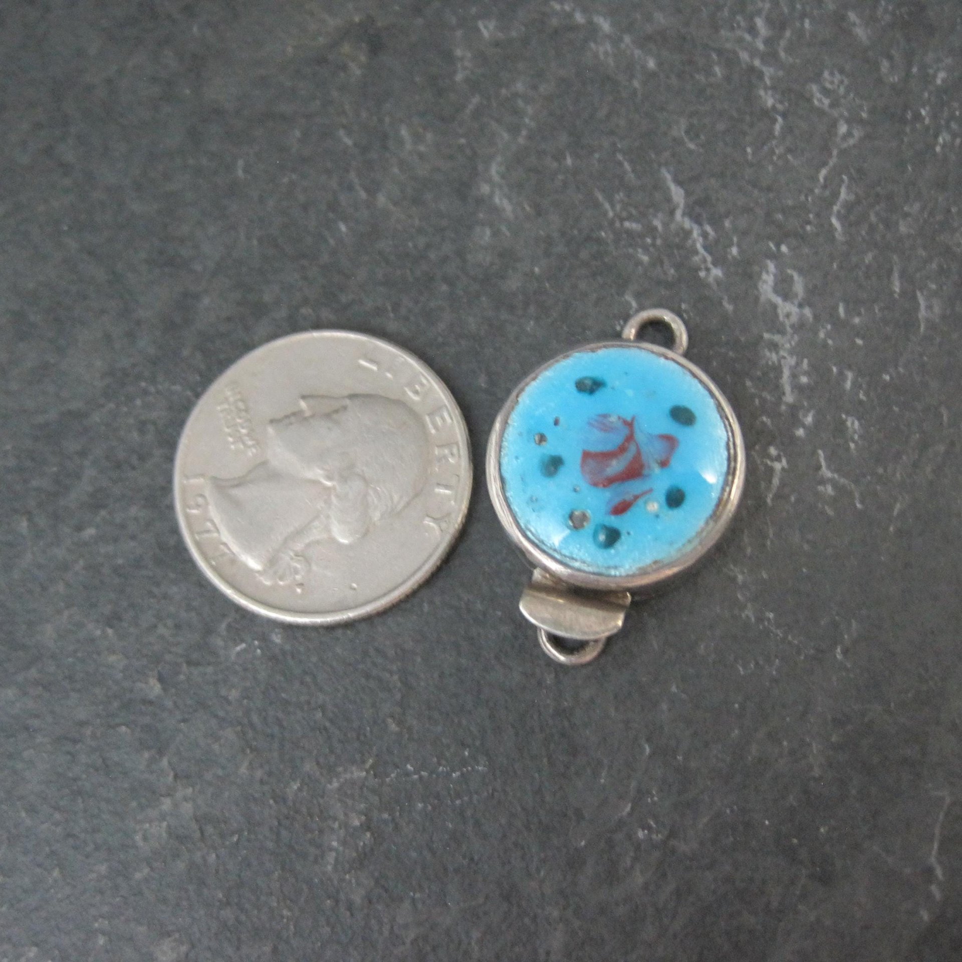 Sterling Silver Guilloche Enamel Rose Box Clasp