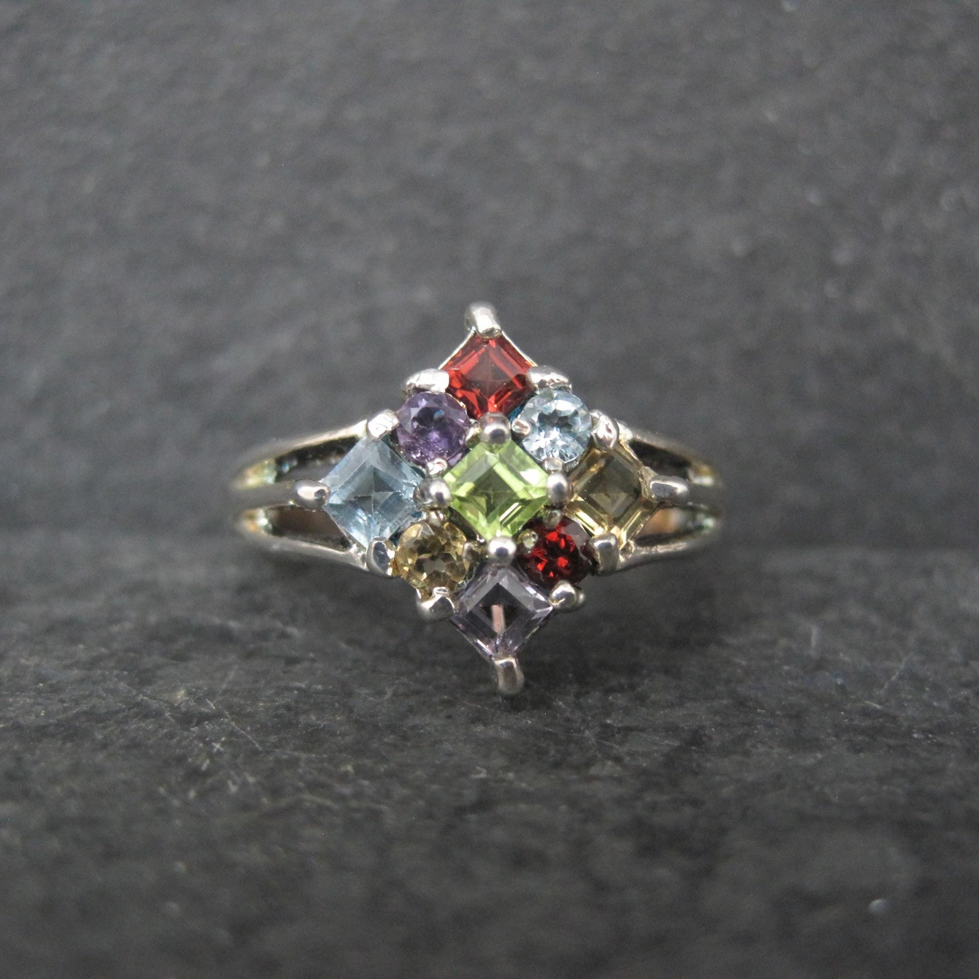 Sterling Silver Multi Gemstone Ring Size 8 New Old Stock Dee Berkley