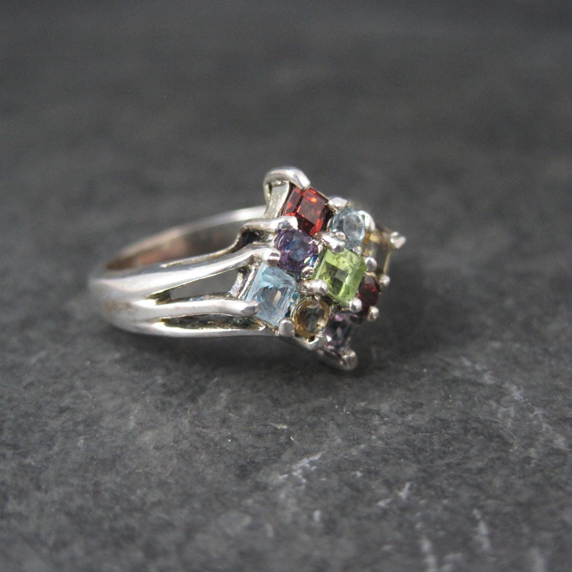 Sterling Silver Multi Gemstone Ring Size 8 New Old Stock Dee Berkley