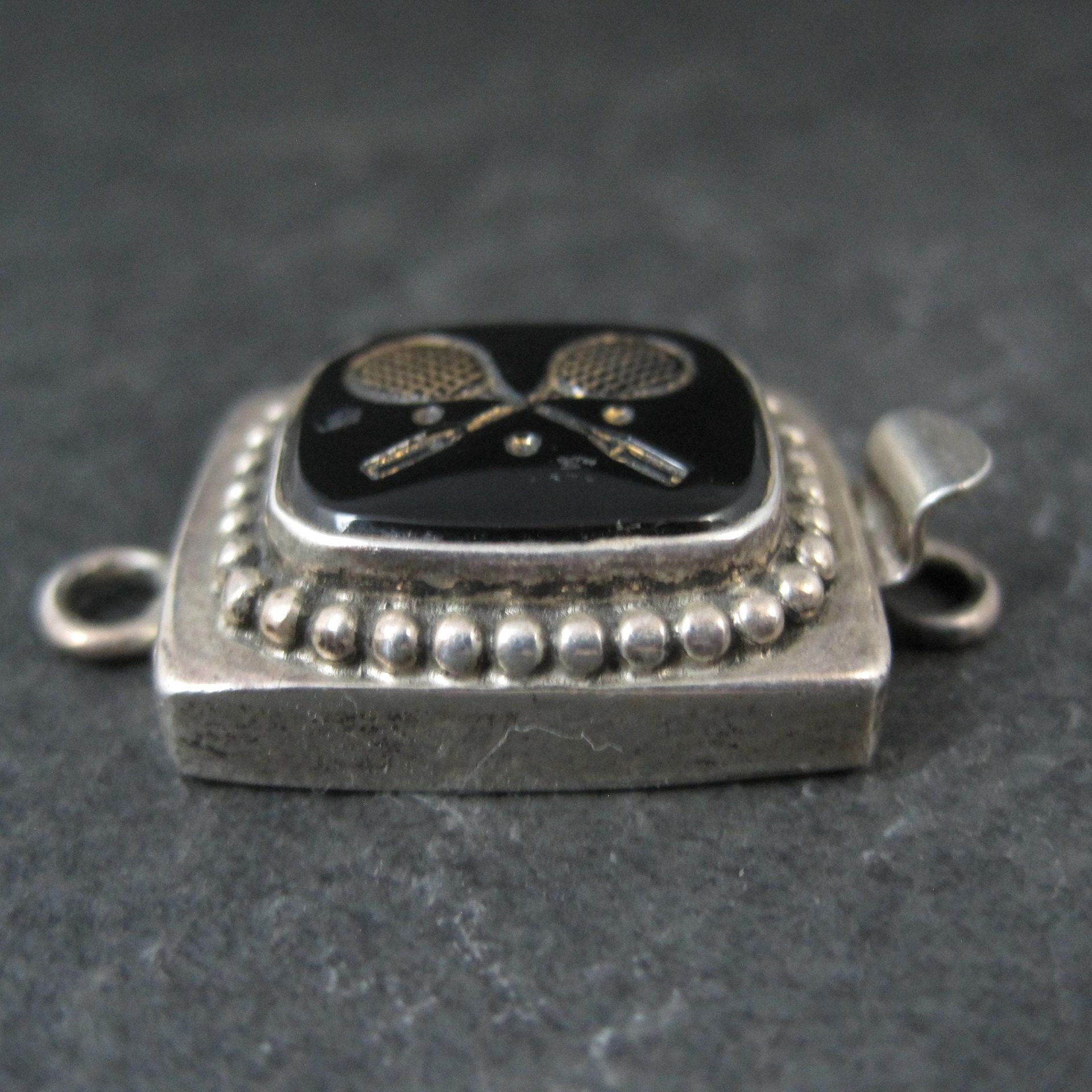Sterling Silver Enamel Tennis Themed Box Clasp