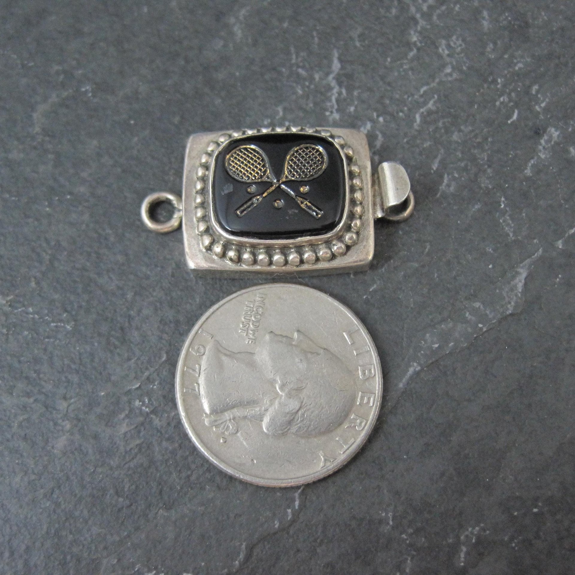Sterling Silver Enamel Tennis Themed Box Clasp