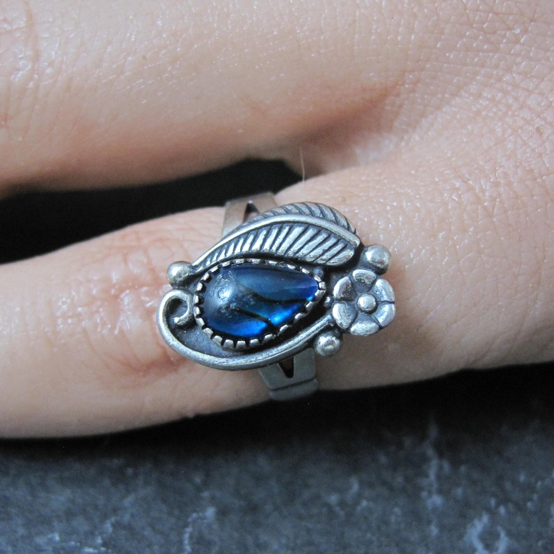Southwestern Abalone Feather Ring Many Sizes Available NOS
