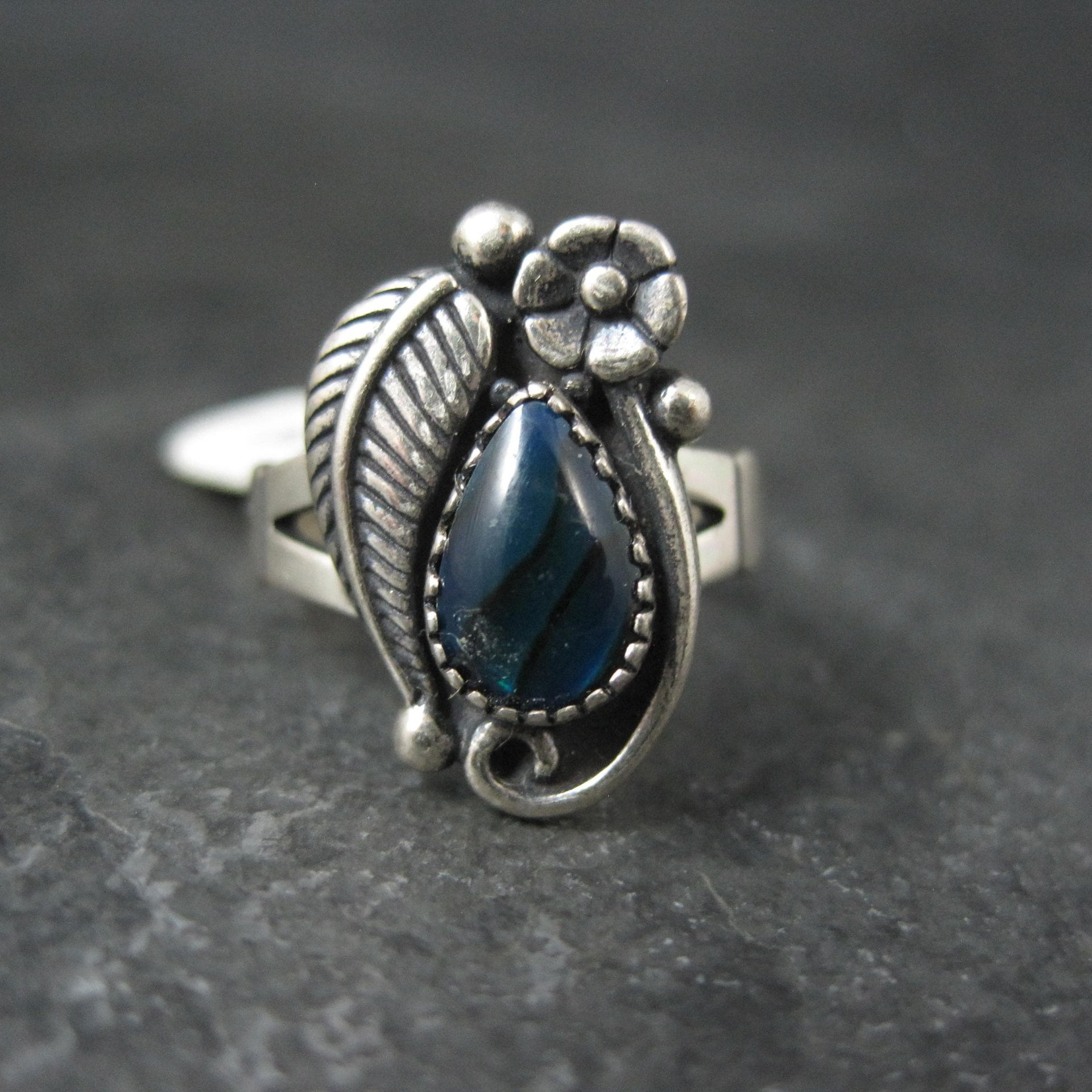 Southwestern Abalone Feather Ring Many Sizes Available NOS