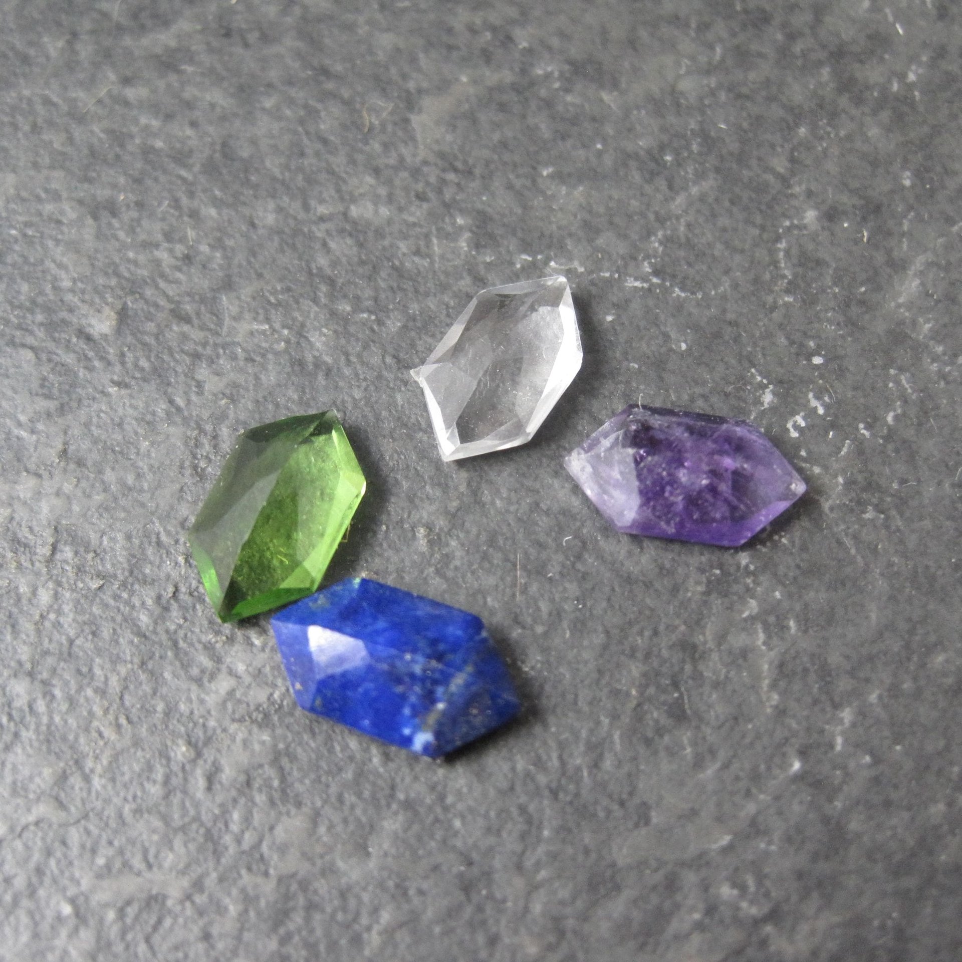 Vintage Hexagon Cut Gemstones 6x11 Lot of 4