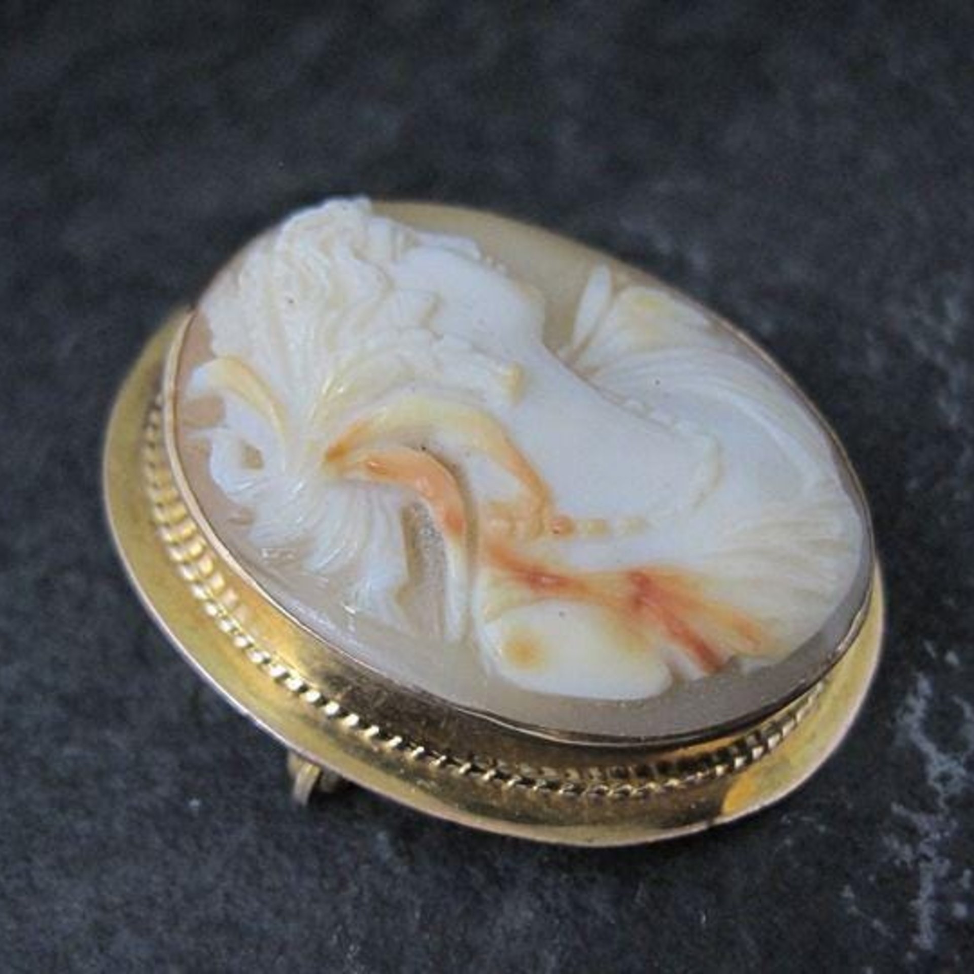 Vintage Gold Filled Carved Cameo Brooch