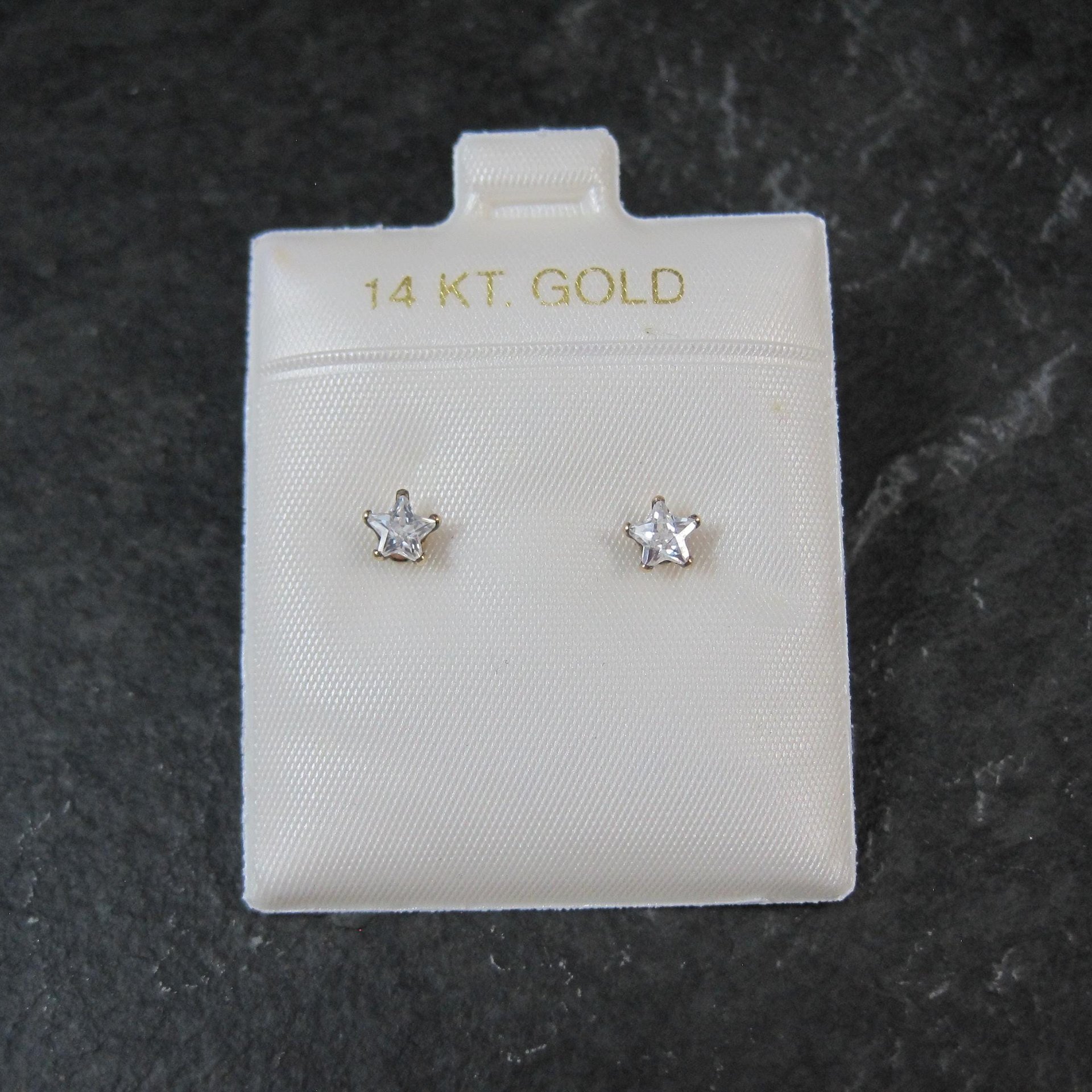 Vintage 4mm Star Cz Stud Earrings 14K Gold Filled New Old Stock