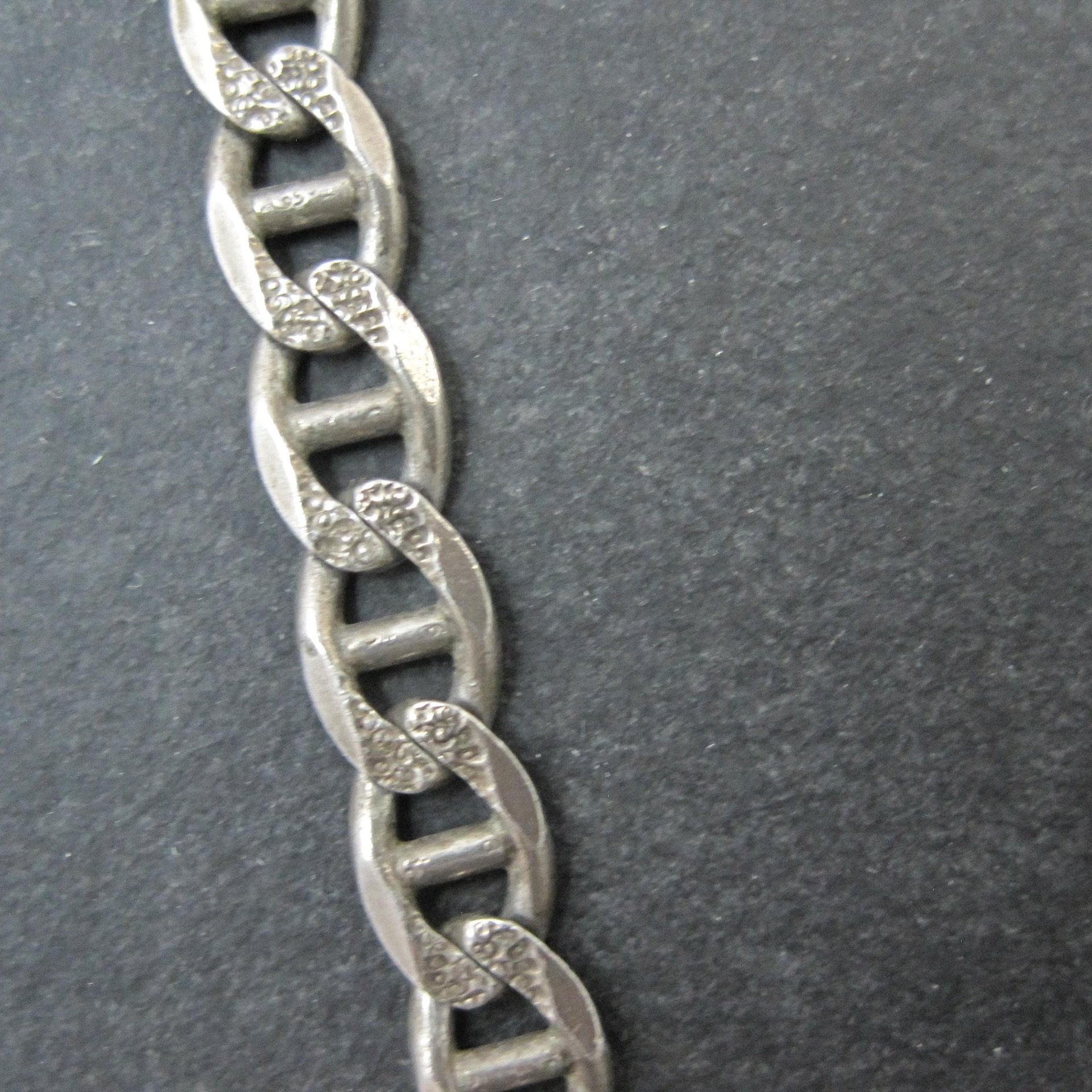 Heavy 7mm Italian Sterling Mariner Chain Necklace 31 Inches Estate Silver