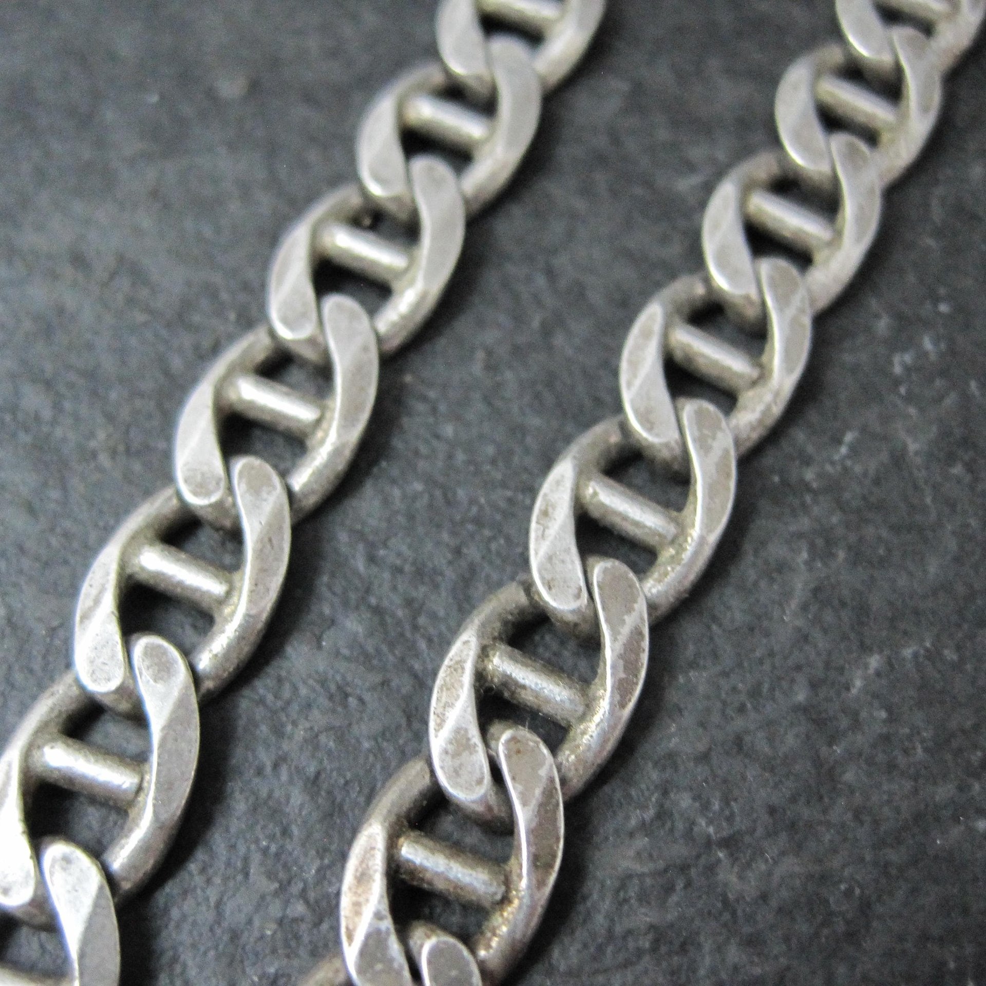 Heavy 7mm Italian Sterling Mariner Chain Necklace 31 Inches Estate Silver