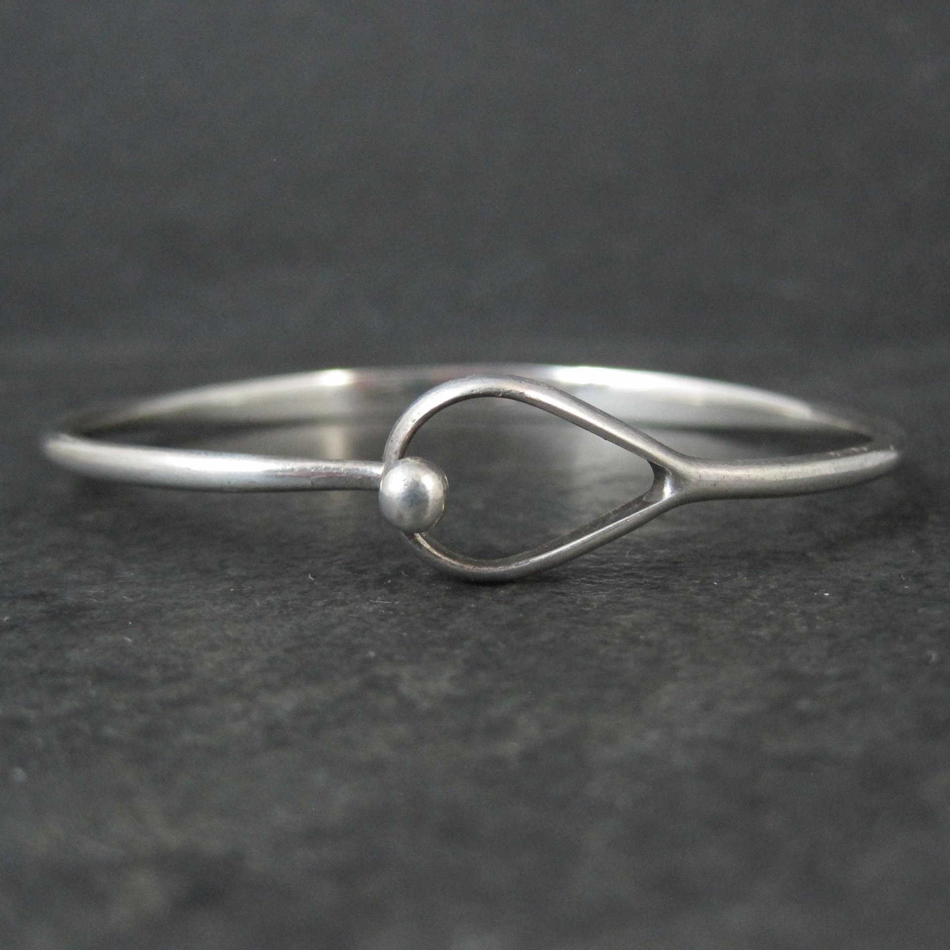 Vintage Sterling Silver Bangle Bracelet Eye & Hook Clasp 7.25"