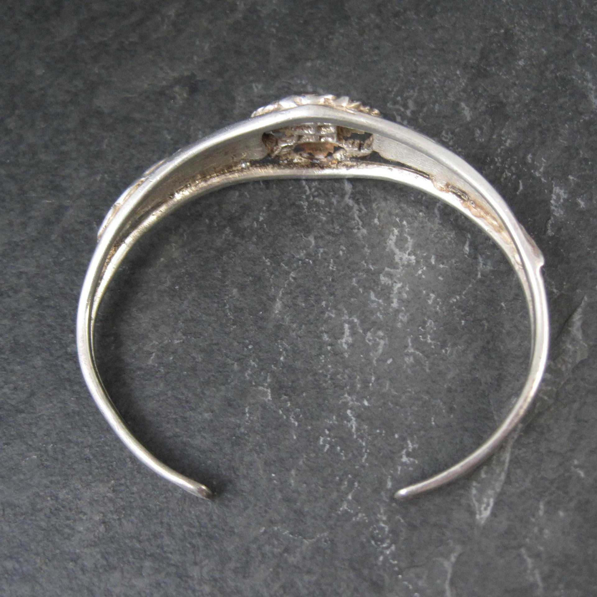 Vintage Mount Rushmore Black Hills Gold & Silver Cuff Bracelet 6"