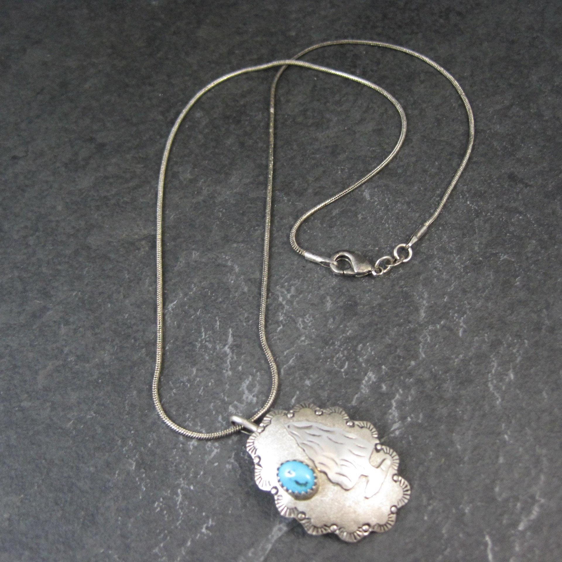 Southwestern Turquoise Arrowhead Pendant Necklace Vintage Sterling Silver