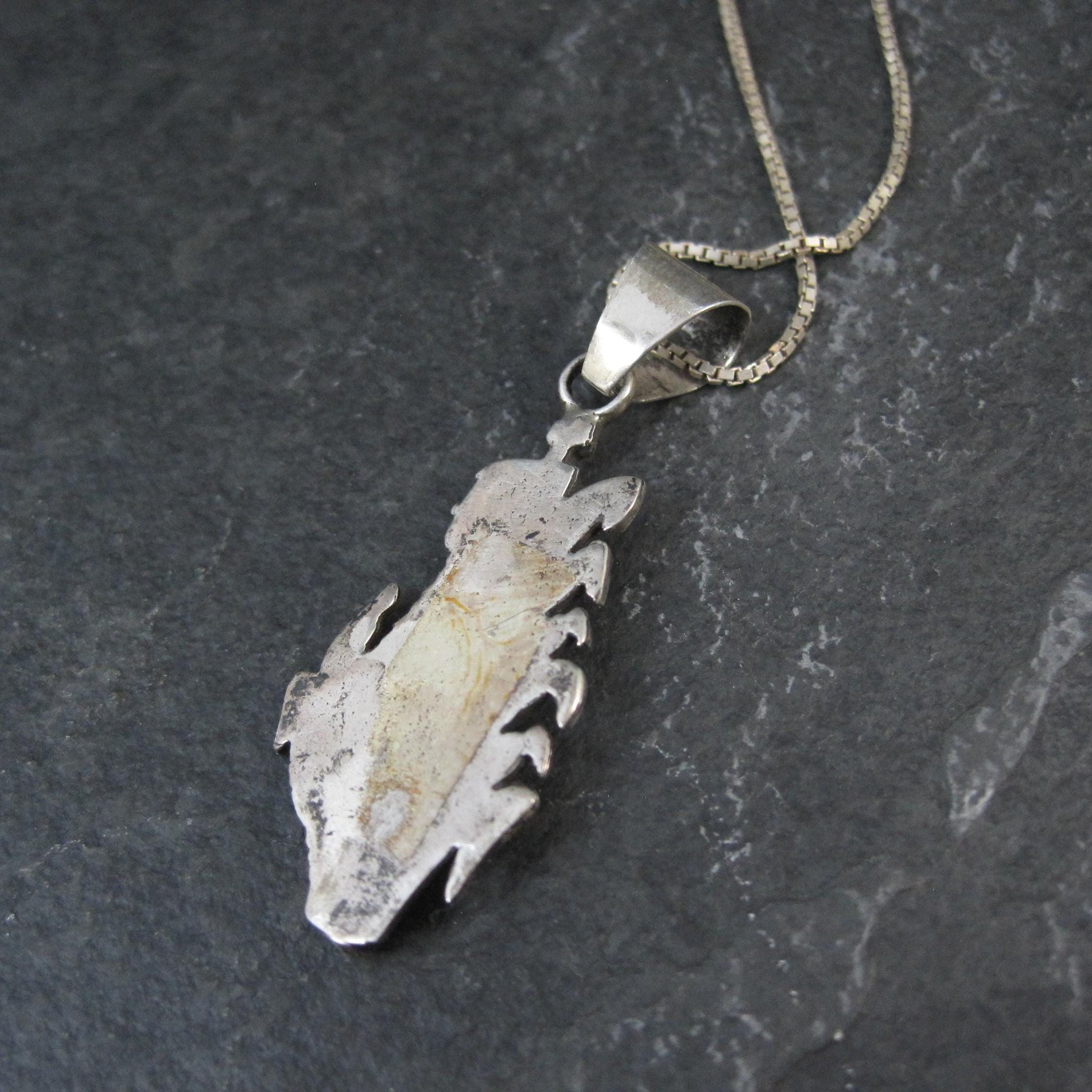 Vintage Inlaid Corn Maiden Pendant Necklace Southwestern Sterling Silver
