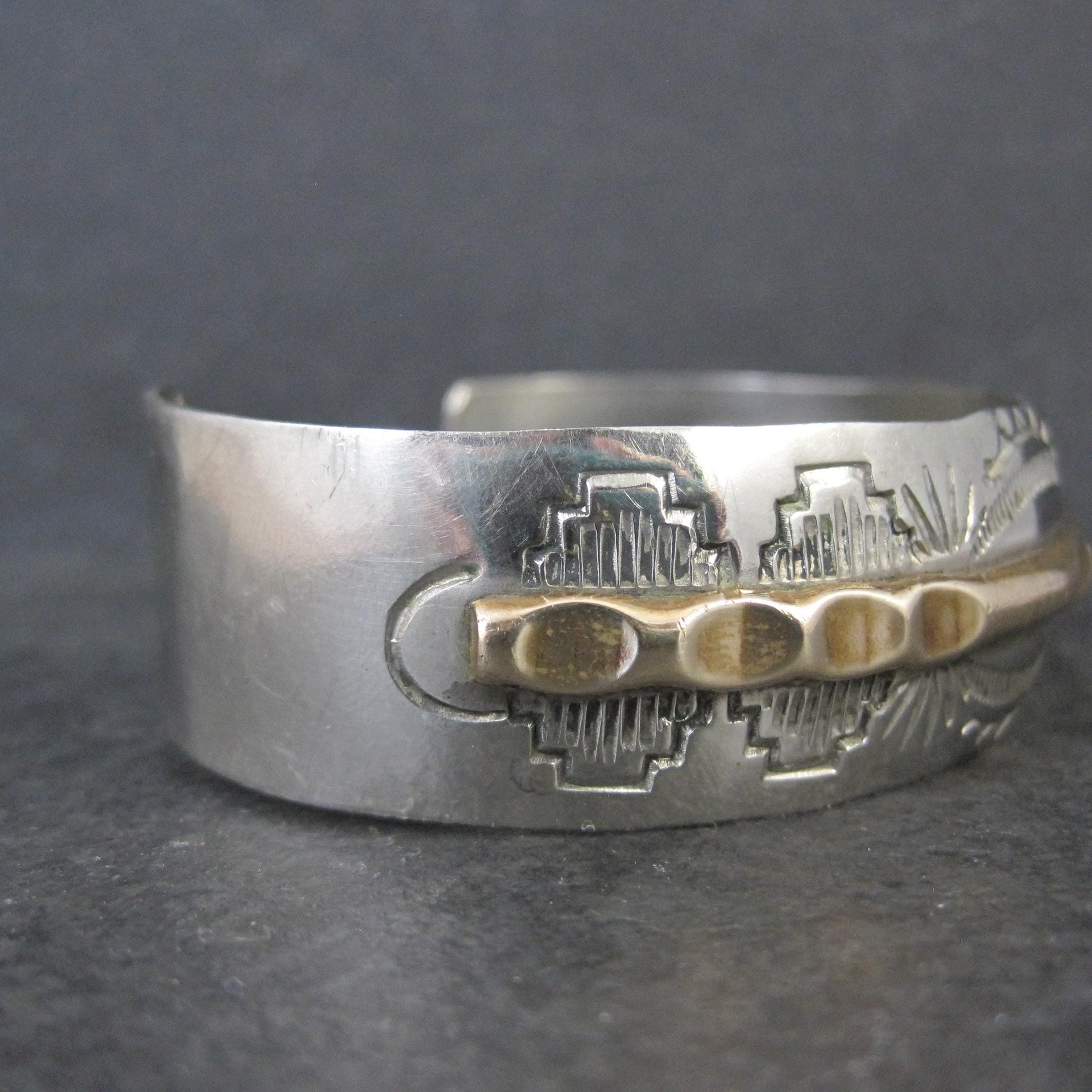 Vintage Navajo Cuff Bracelet 6.75 Inches Nickel Silver