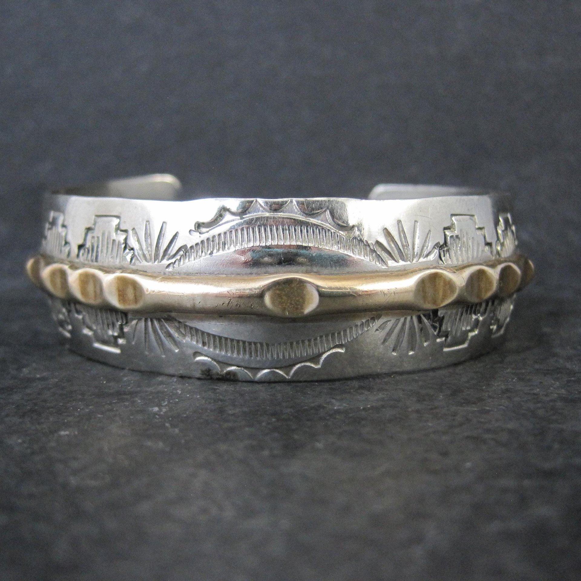 Vintage Navajo Cuff Bracelet 6.75 Inches Nickel Silver