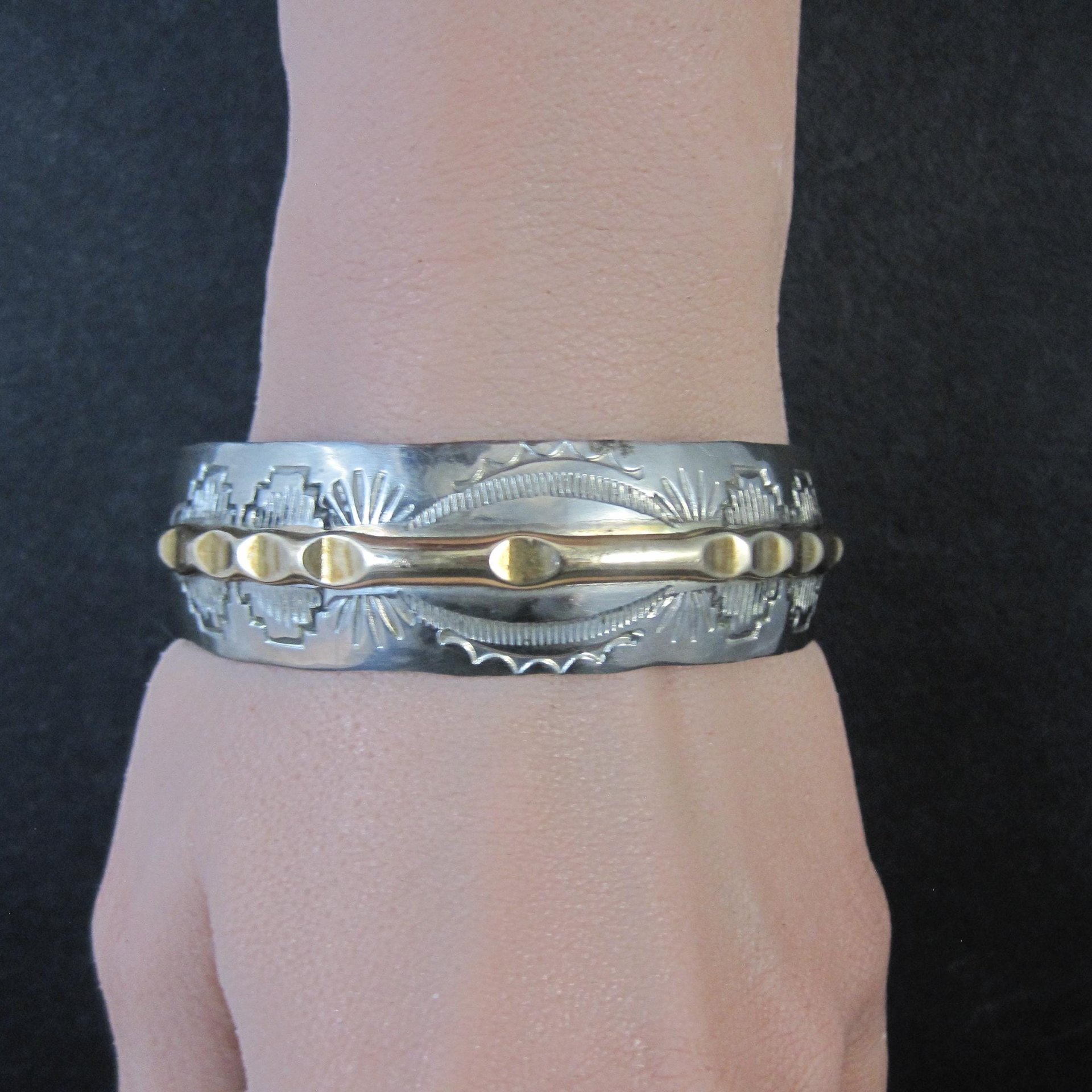 Vintage Navajo Cuff Bracelet 6.75 Inches Nickel Silver