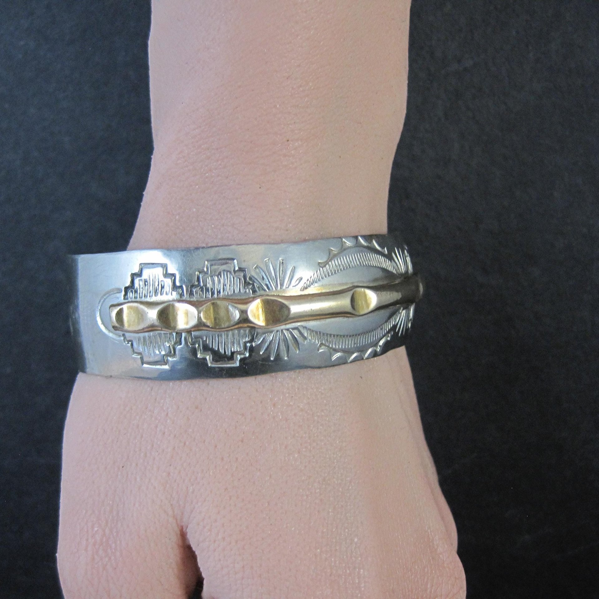 Vintage Navajo Cuff Bracelet 6.75 Inches Nickel Silver